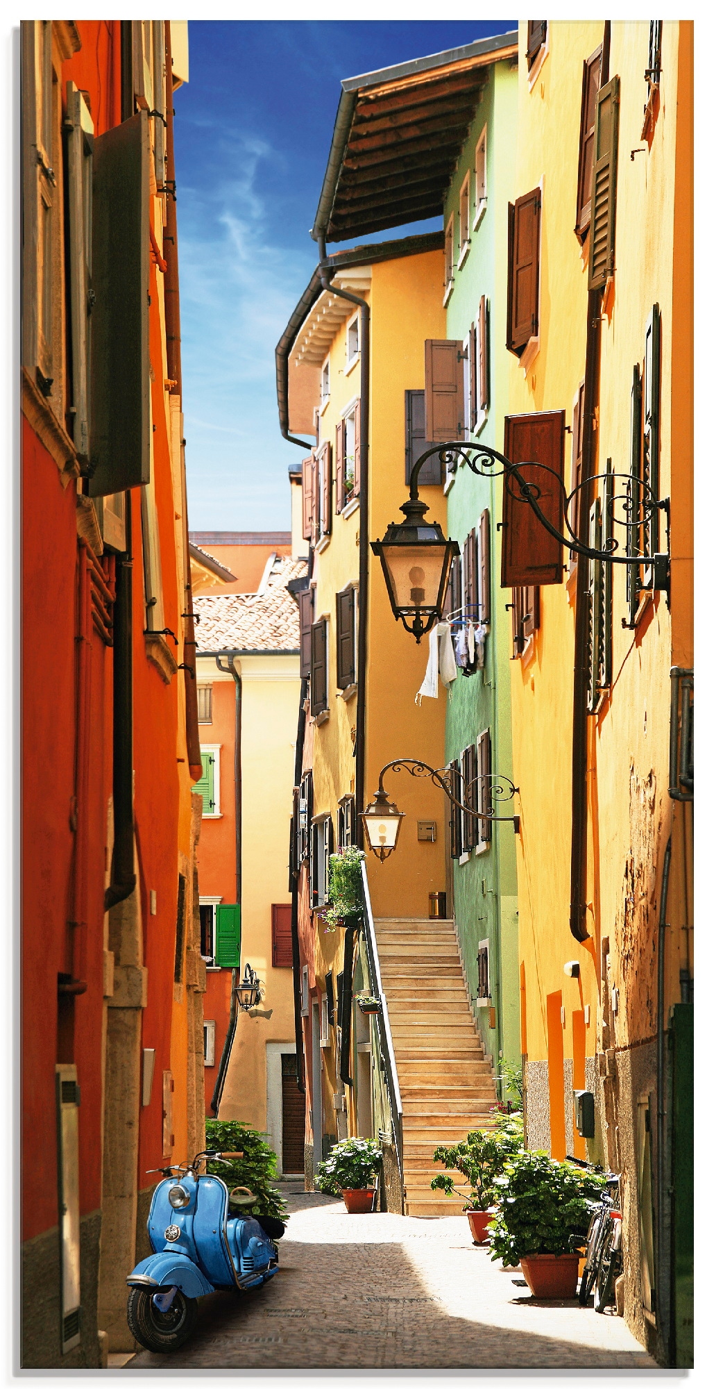 Artland Glasbild "Altstadtgasse Riva del Garda" Architektonische Elemente 1 Stk. tlg. in verschiedenen Größen