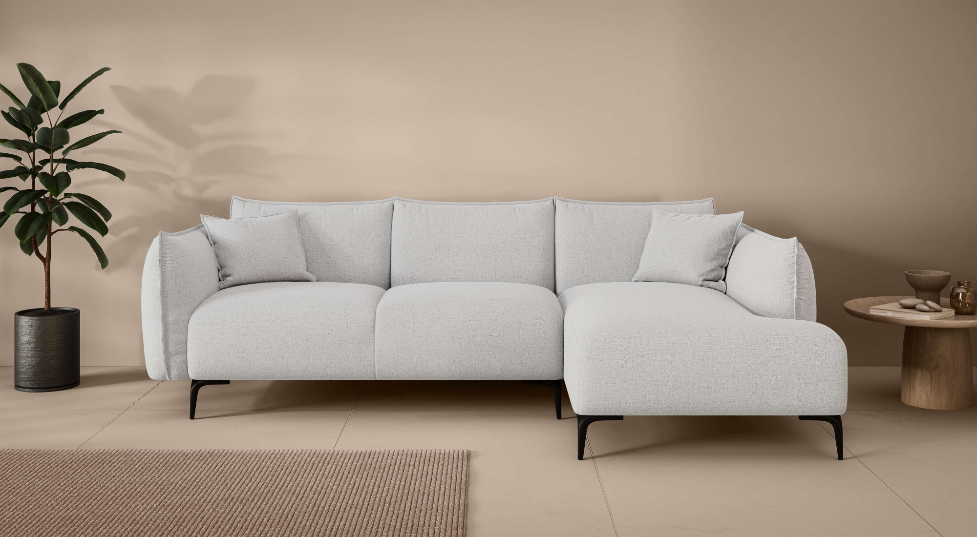 LeGer Home by Lena Gercke Ecksofa "Adelita mit Ottomane links oder rechts bestellbar, B/H/T 270/97/168" L-Form mit Wellenunterfederung, enthält 2 Zierkissen