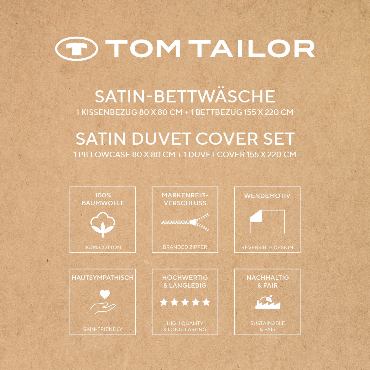 TOM TAILOR HOME Bettwäsche »TWO-TONE SOLID COLORS in Gr. 135x200cm, 155x220cm oder 200x200cm«, (2 tlg.), new bedroom, Doppelnaht am Kissen