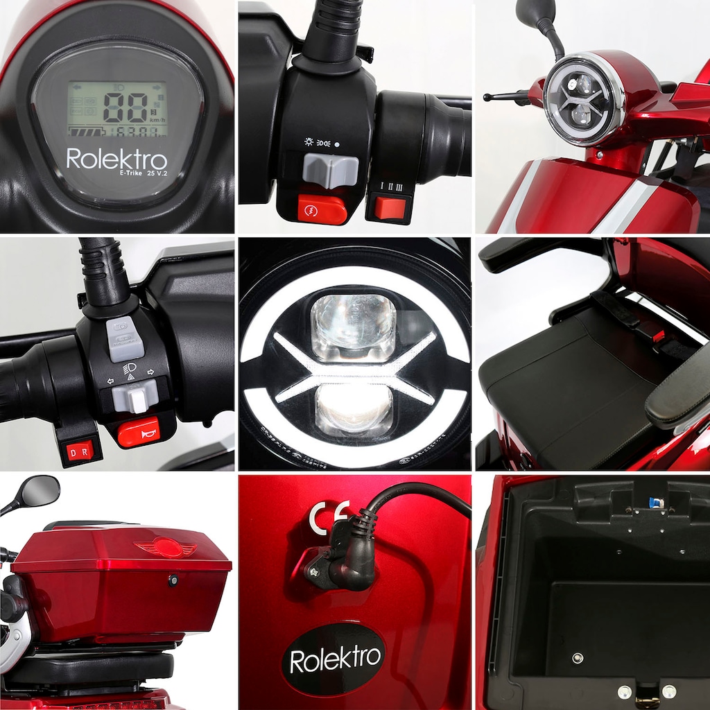 Rolektro Elektromobil »E-Trike 25 V.2, Blei-Gel-Akku«, 1000 W, 25 km/h, (mit Topcase)