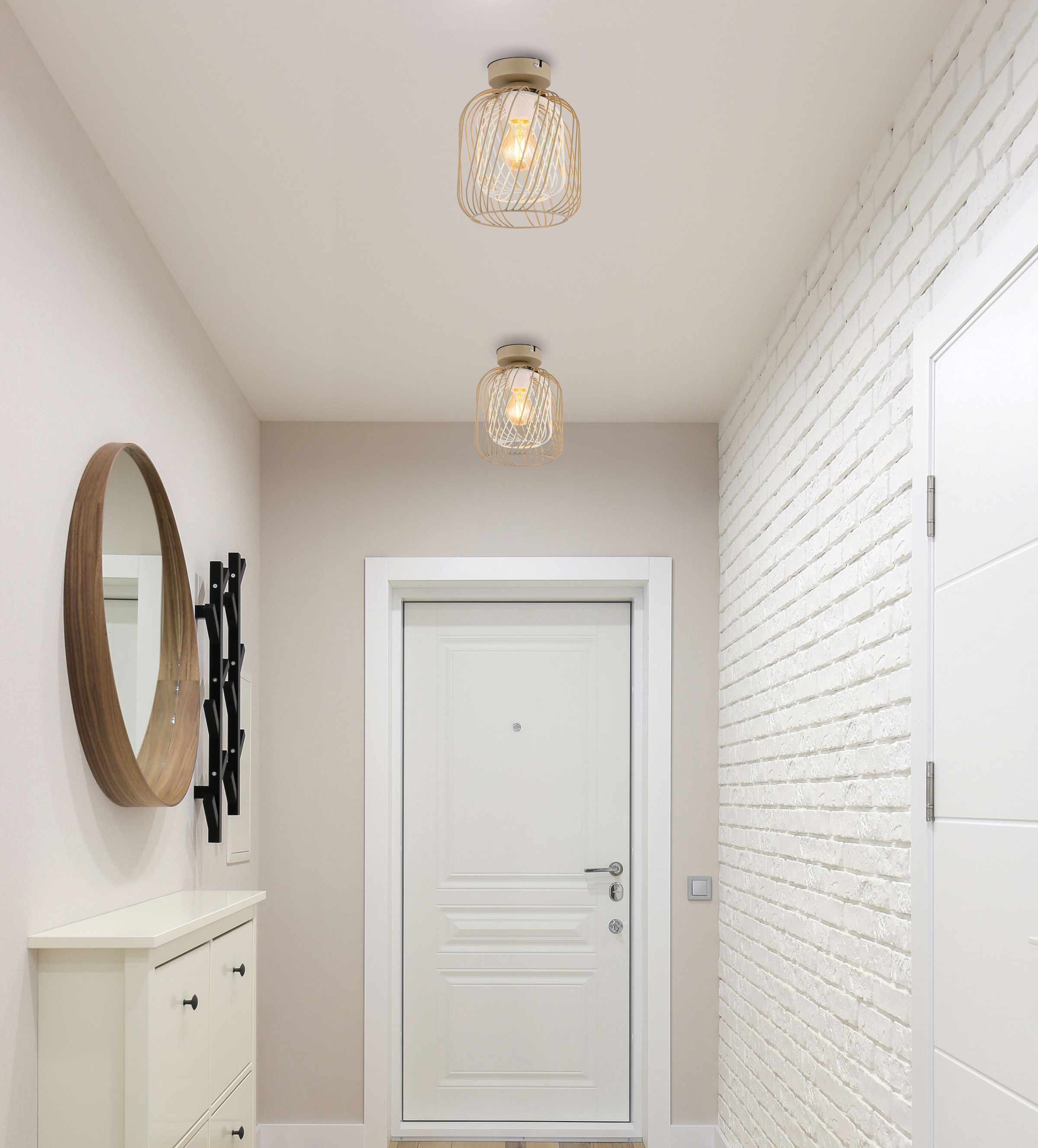 GLOBO LIGHTING Deckenleuchte »DICHTI«, Leuchtmittel E27 | ohne Leuchtmittel, Deckenlampe/sandfarben/Metallgeflecht/ø: 180mm/