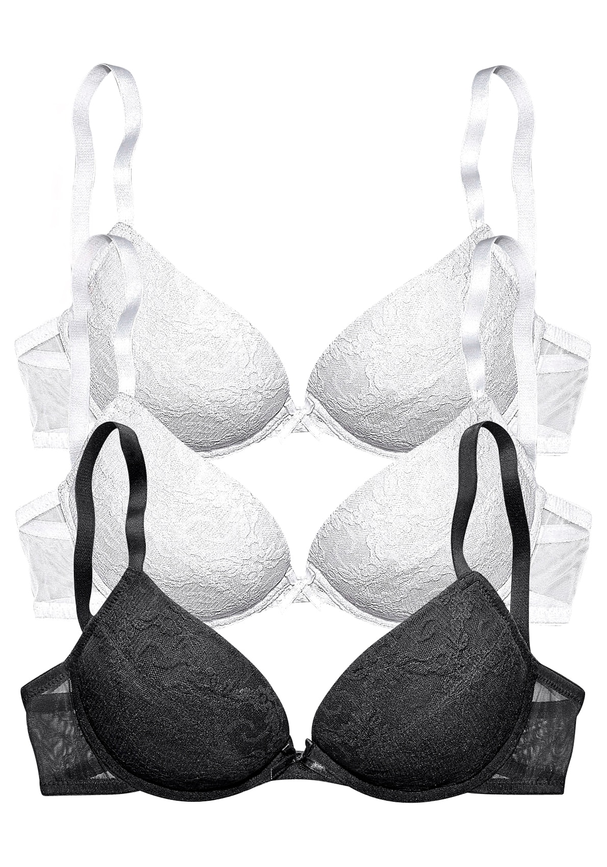 petite fleur by Lascana Push-up-BH Packung, 3 Stück, mit Bügel und herausnehmbaren Kissen, Dessous