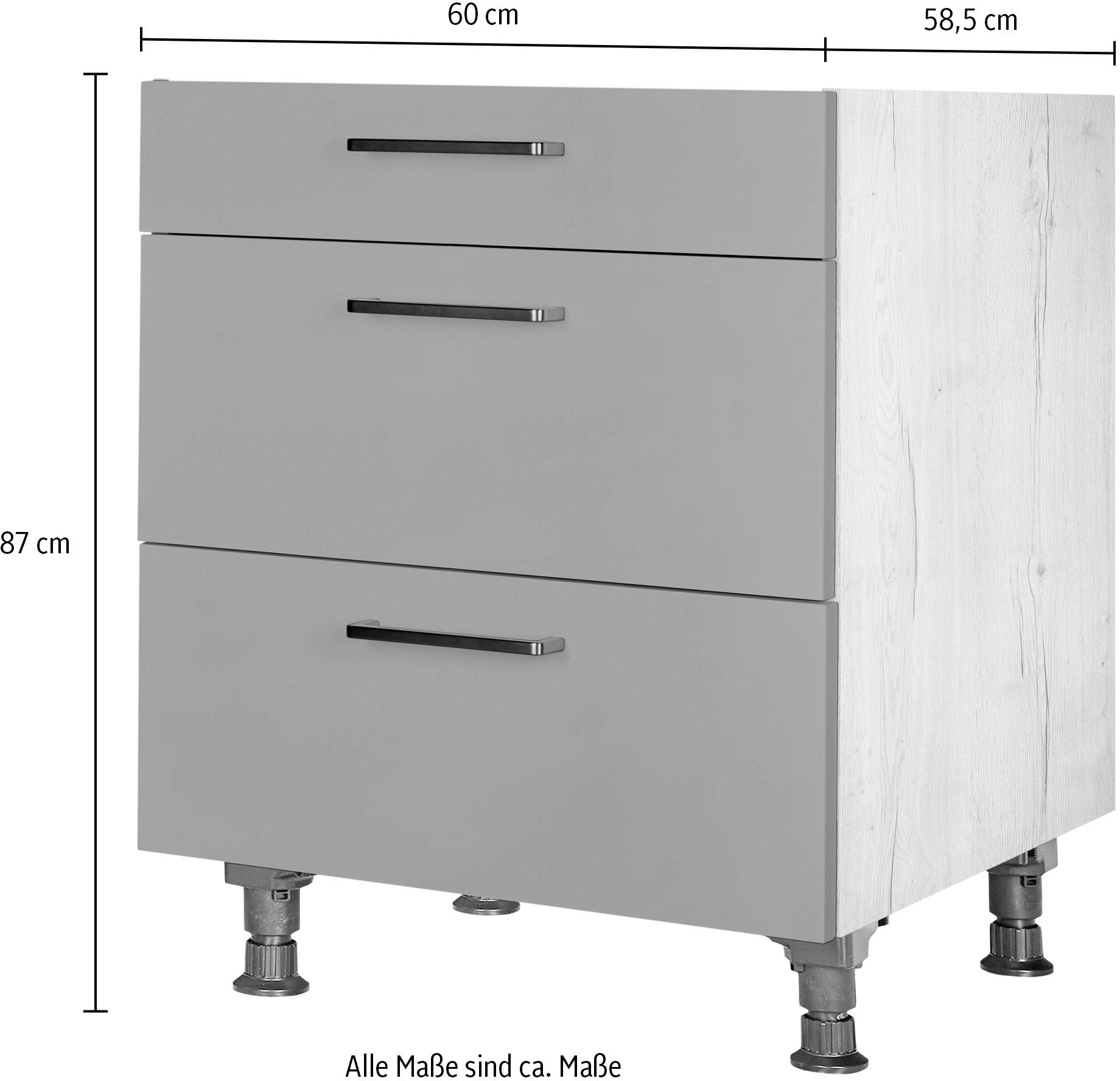 nobilia® Unterschrank »"Easytouch", vormontiert, mit höhenverstellbaren Sockelfüßen, in den«, Breiten 30, 45, 60 und 90 cm, mit Schubkasten und Auszügen