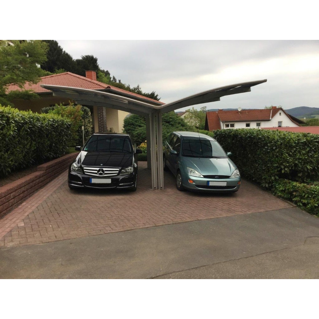 Ximax Doppelcarport »Portoforte Typ 60 Y-Edelstahl-Look«, Aluminium, 527 cm, edelstahlfarben