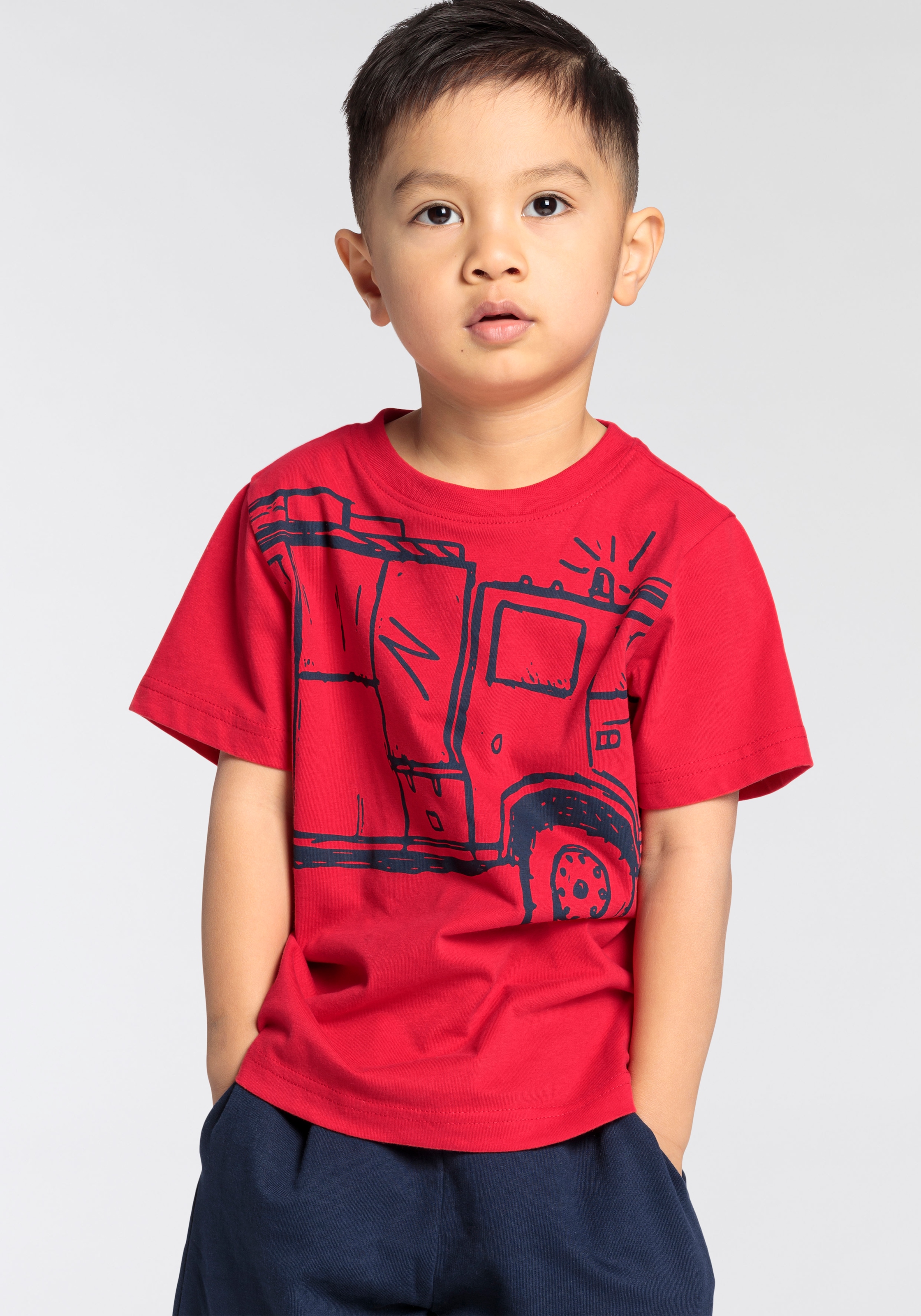 KIDSWORLD T-Shirt »FEUERWEHR«, Kurzarm, Basic-Passform, mit trendigem Druck, Rundhalsausschnitt