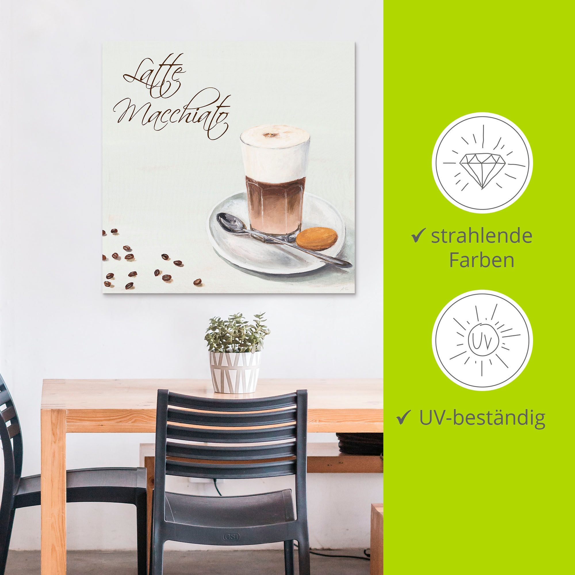 Artland Alu-Dibond-Druck »Latte Macchiato II«, Getränke, (1 St.), für Innen- und Außenbereich geeignet, Outdoorbild
