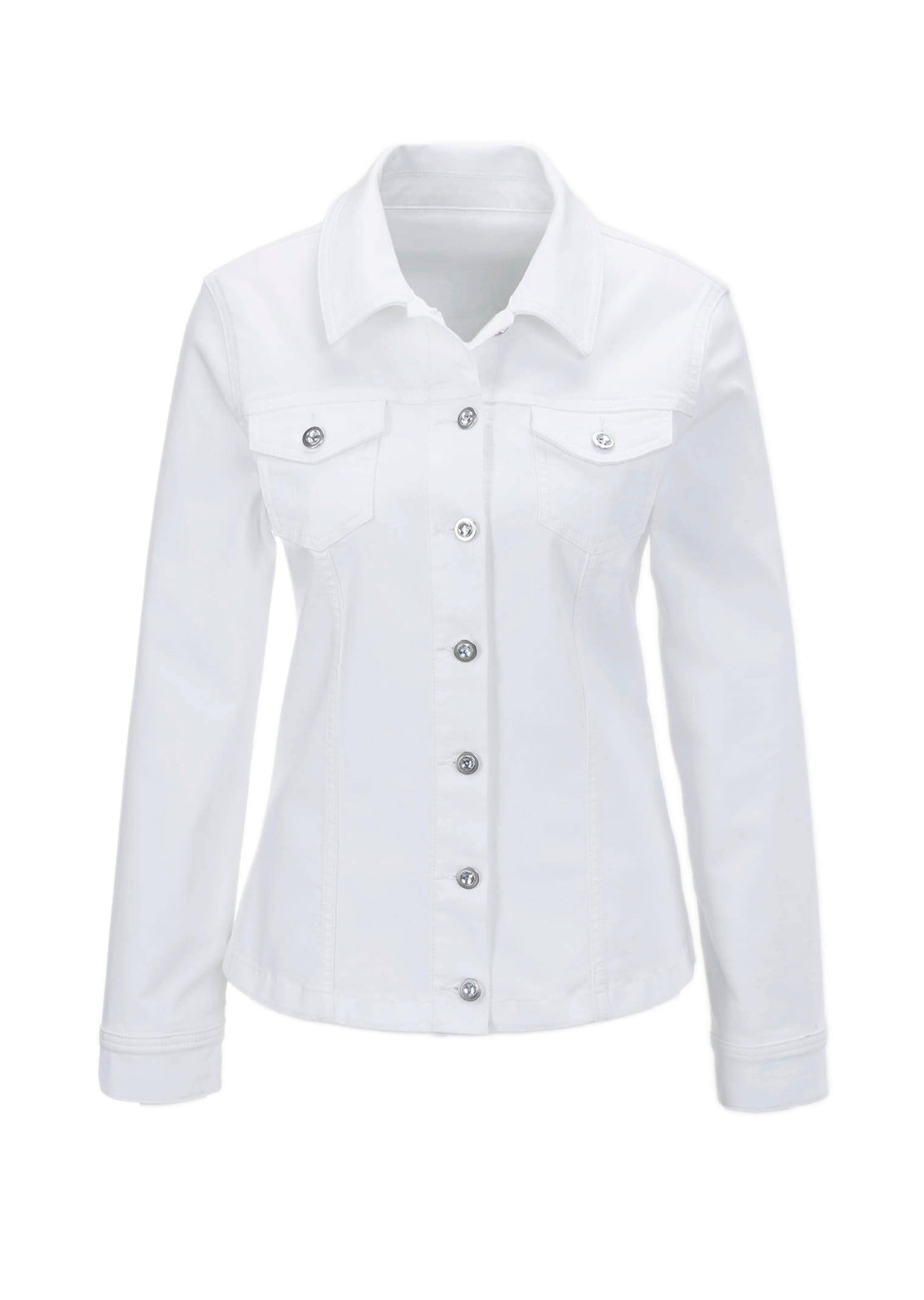 GOLDNER Damen Kurzjacke "Zeitlose Jeansjacke mit tollen Details", weiß, Gr. 48, Obermaterial: 98% Baumwolle CO. 2% Elasthan EL., Jacken
