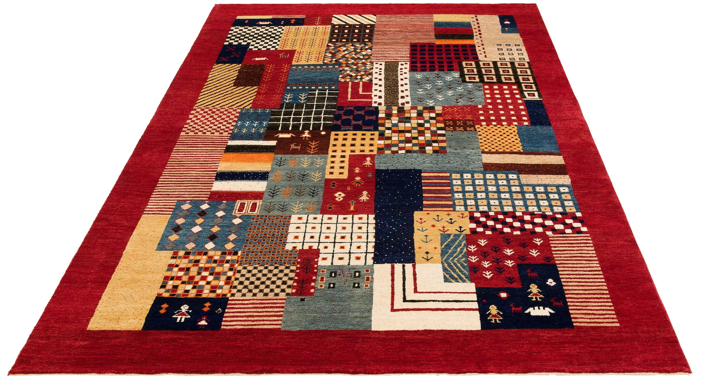 Wollteppich OTTO HOME "Felia" Gr. 32, bunt (rot, multi), B:70cm H:12mm L:140cm, Wolle, Teppiche, reine Wolle, handgewebt, mit Bordüre 3