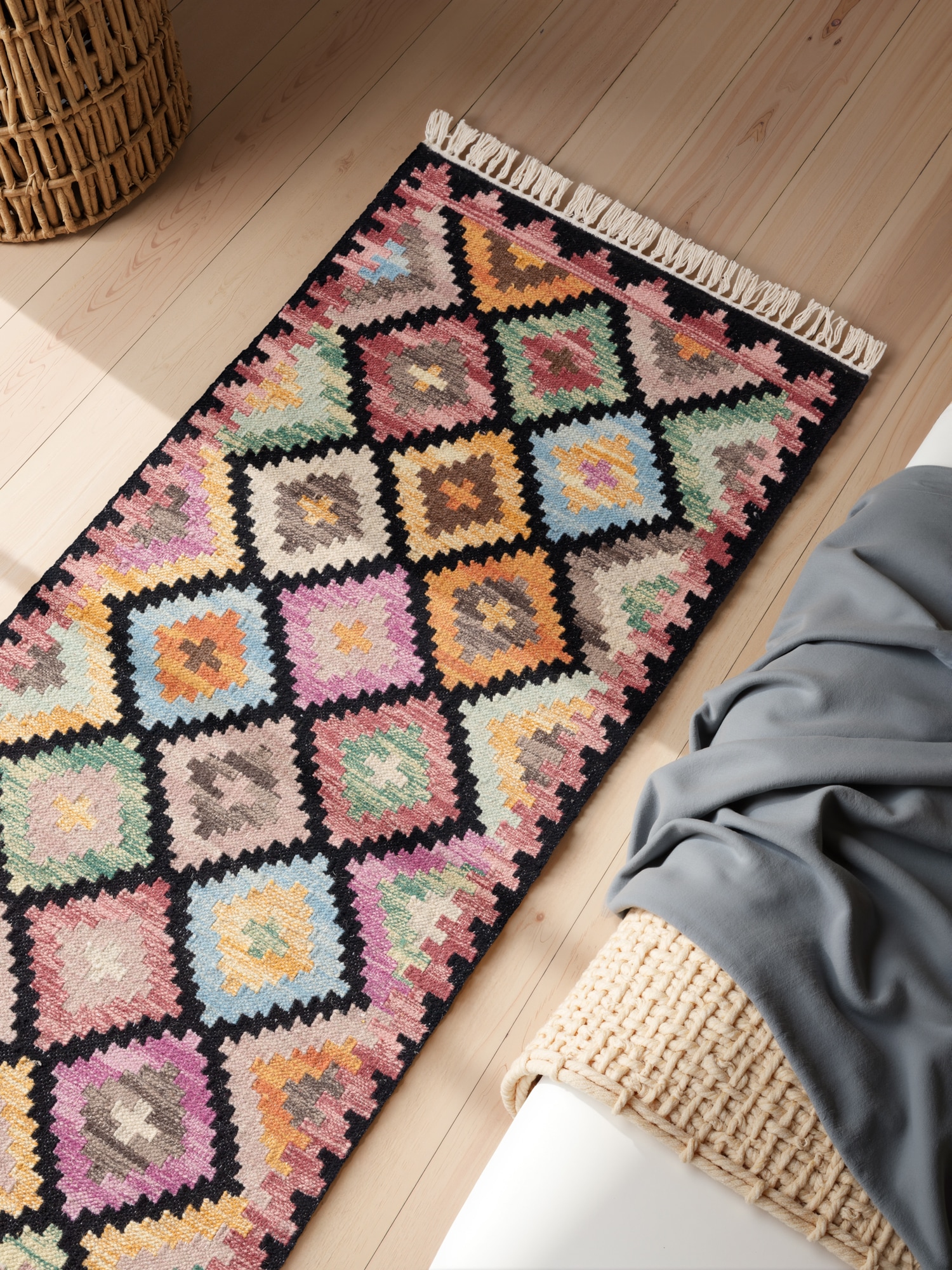 HANSE Home Teppich »Kelim Zara«, rechteckig, 3 mm Höhe, Wolle, Baumwolle, Natur, Handgewebt, orientalisch, Boho, traditionell