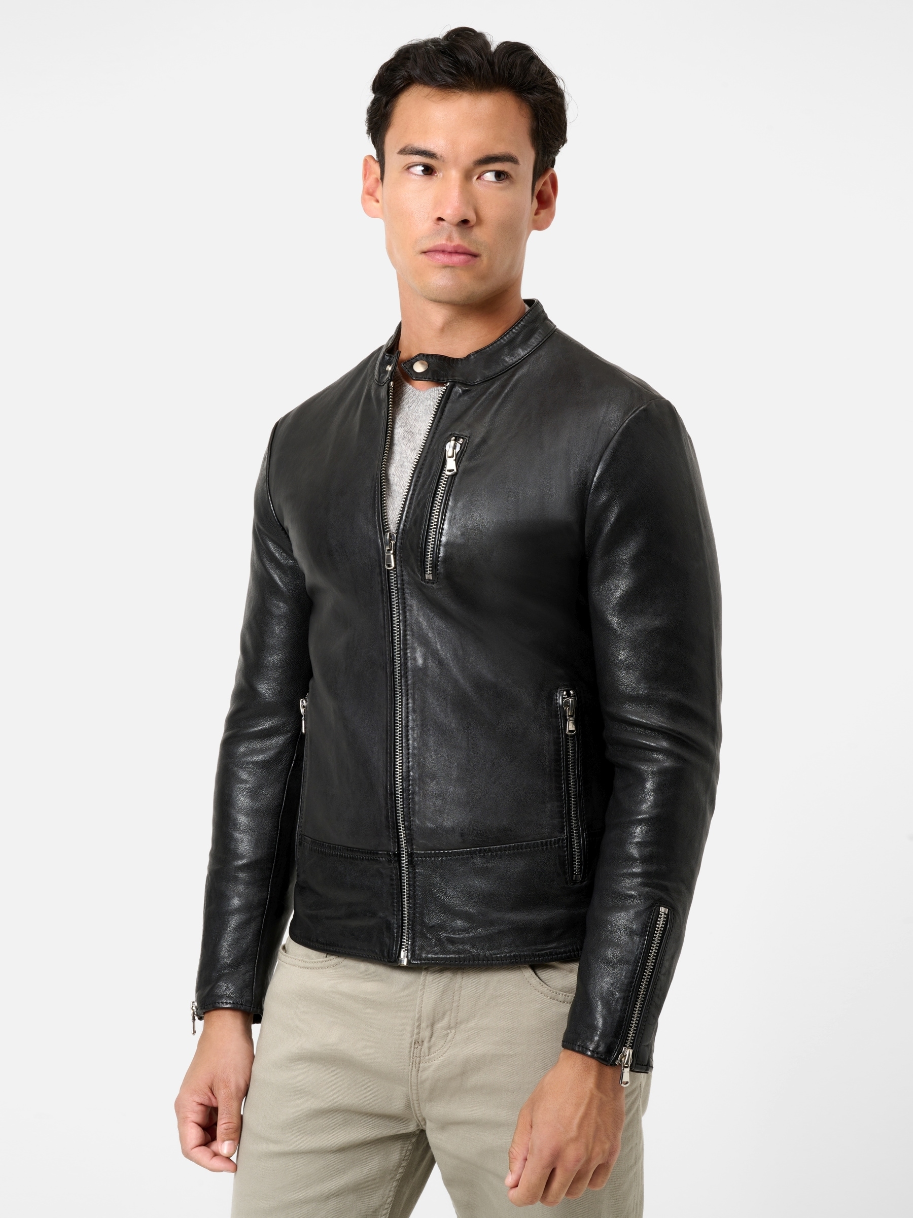 RICANO Bikerjacke »Lederjacke Carlo« ohne Kapuze Handgefertigt aus echtem Leder