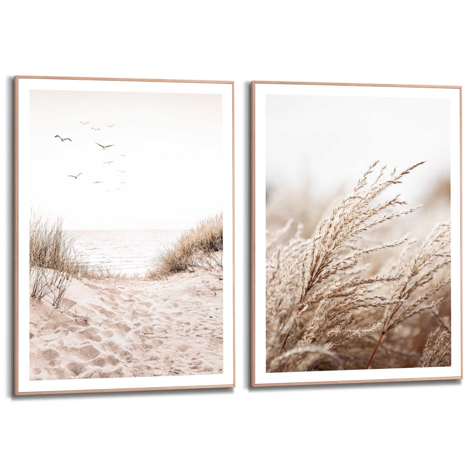 Reinders Poster "Strand", Wohnzimmer - Gras - Meer - Vögel - Beige - MDF - günstig online kaufen
