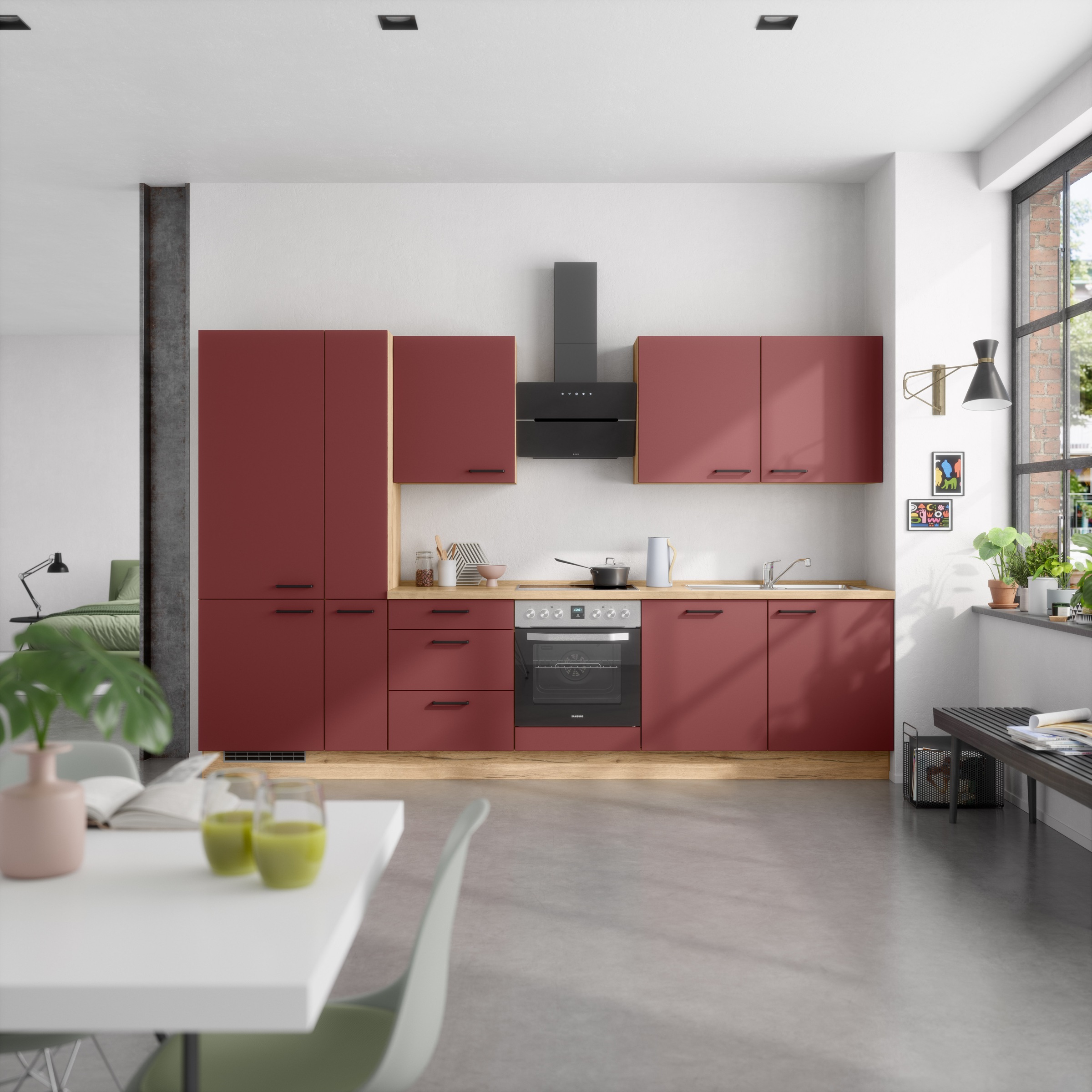 nobilia® Küchenzeile »"Easytouch II"«, vormontiert, Ausrichtung wählbar, Breite 330 cm, wahlw. mit E-Geräten