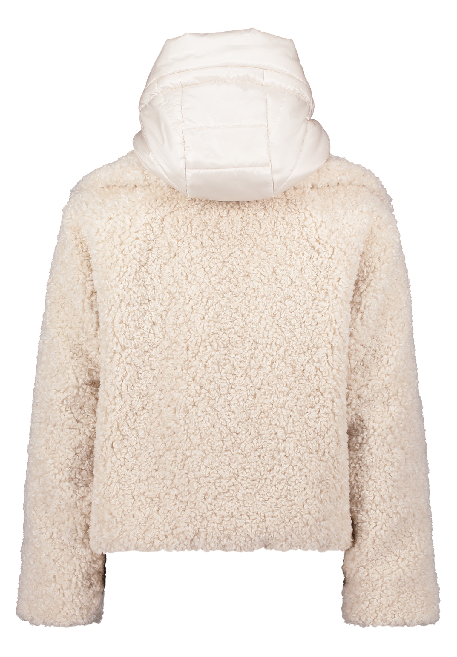 Amber & June Plüschjacke »Amber & June Damen Plüschjacke mit abnehmbarem Westenteil«, mit Kapuze