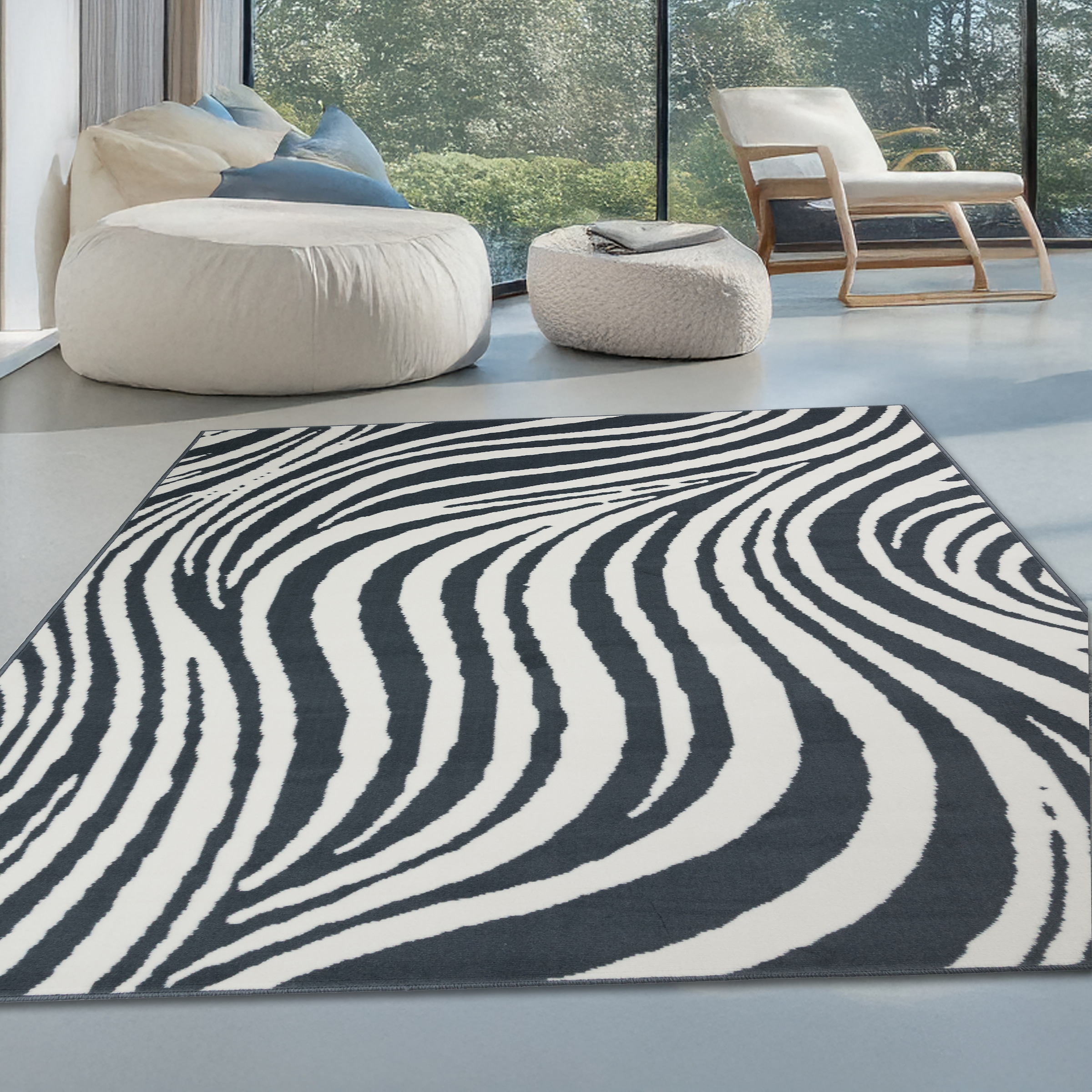 OTTO home Teppich "Liaa in Wellen Design, softer Kurzflor," rechteckig 7 mm Höhe 3D-Optik, Scandi-Look, Wohnzimmer, Esszimmer, Schlafzimmer