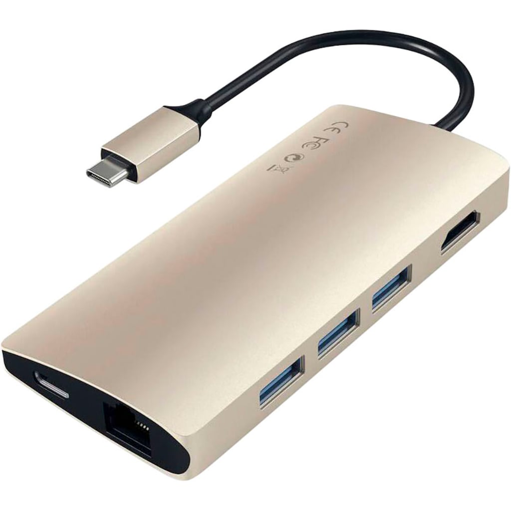 Satechi USB-Adapter »Type-C Multi-Port Hub 4K Ethernet V2«, USB-C zu USB Typ A-USB Typ C-HDMI-MicroSD-Card-SD-Card-RJ-45 (Ethernet)