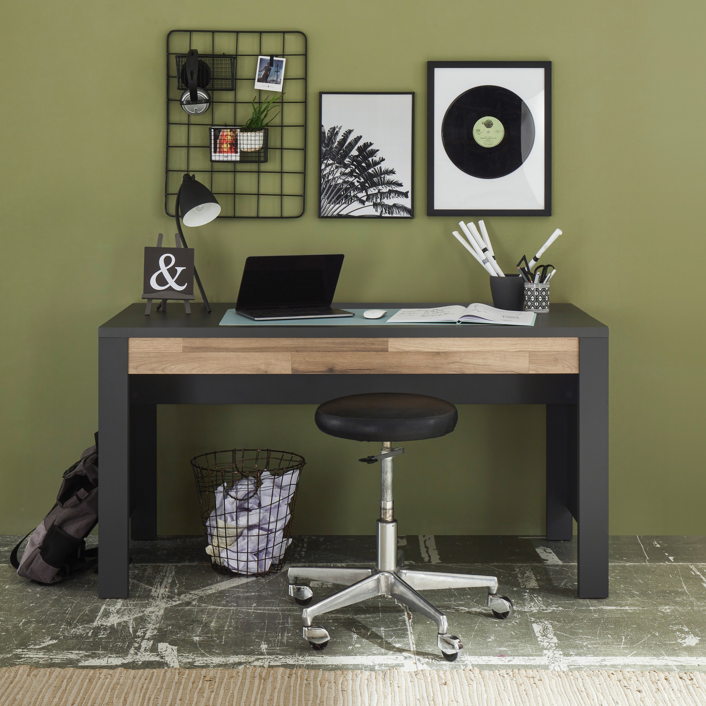 Begabino Schreibtisch »Dallas Tisch Absetzung Montana Oak«, passend zum Jugendzimmer Dallas