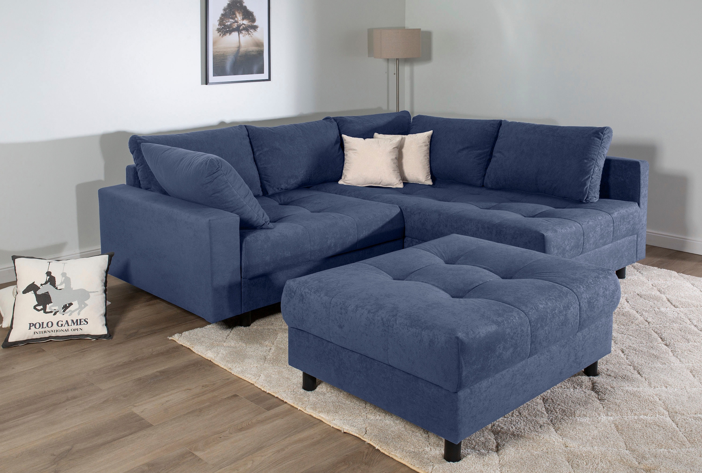 COLLECTION AB Ecksofa "Toni L-Form, B: 215 cm" mit Hocker & 2 Zierkissen, F günstig online kaufen