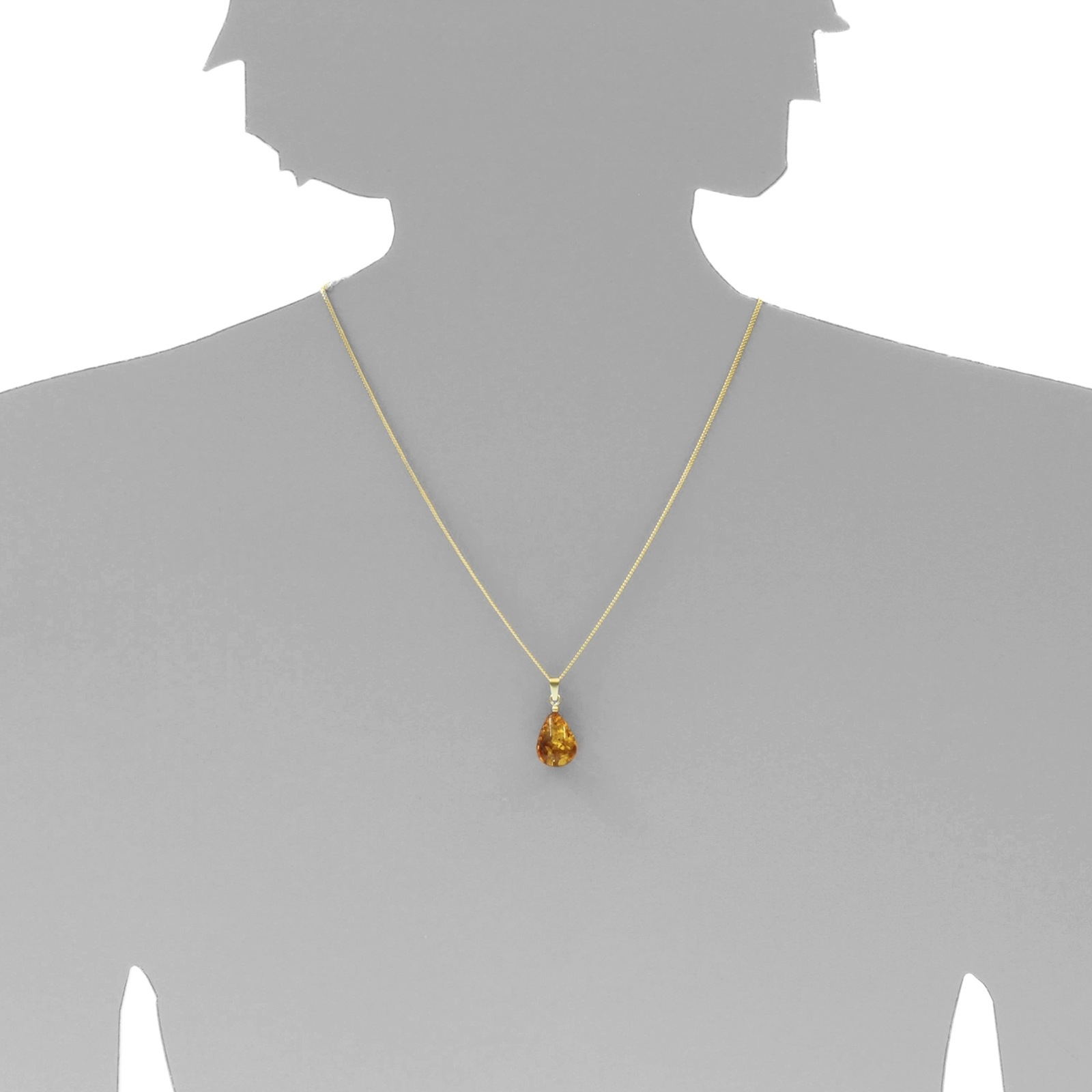 OSTSEE-SCHMUCK Kette und Anhänger Set »- Tropfen ca. 17 mm lang - Gold 333/000 - Bernstein«