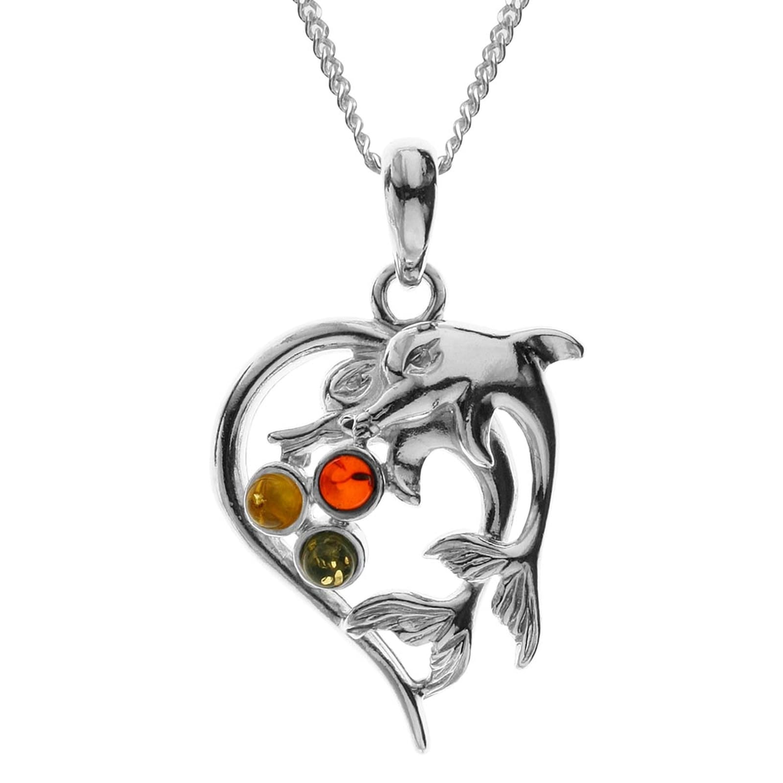 Kette mit Anhänger OSTSEE-SCHMUCK "Ostsee-Schmuck Kette mit Anhänger Delphinpaar" Gr. 42, silber, Halsketten, Damen, 42cm, Silber 925 (Sterlingsilber), L: 42