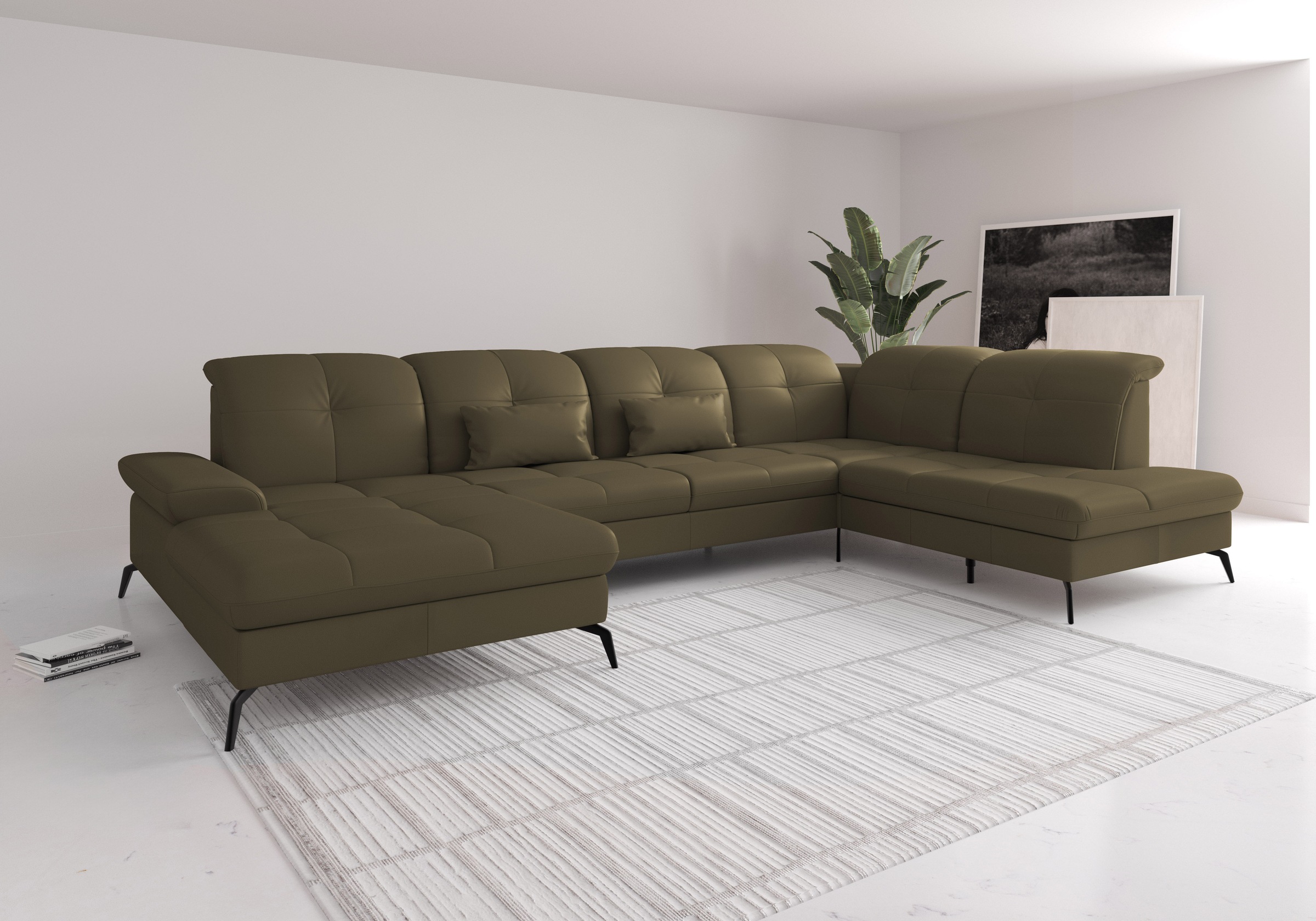 sit&more Wohnlandschaft "Amica, U-Form, inkl. Sitztiefenverstellung und Armteilverstellung" wahlweise mit Kopfteilverstellung, Schlaffunktion und Bettkasten