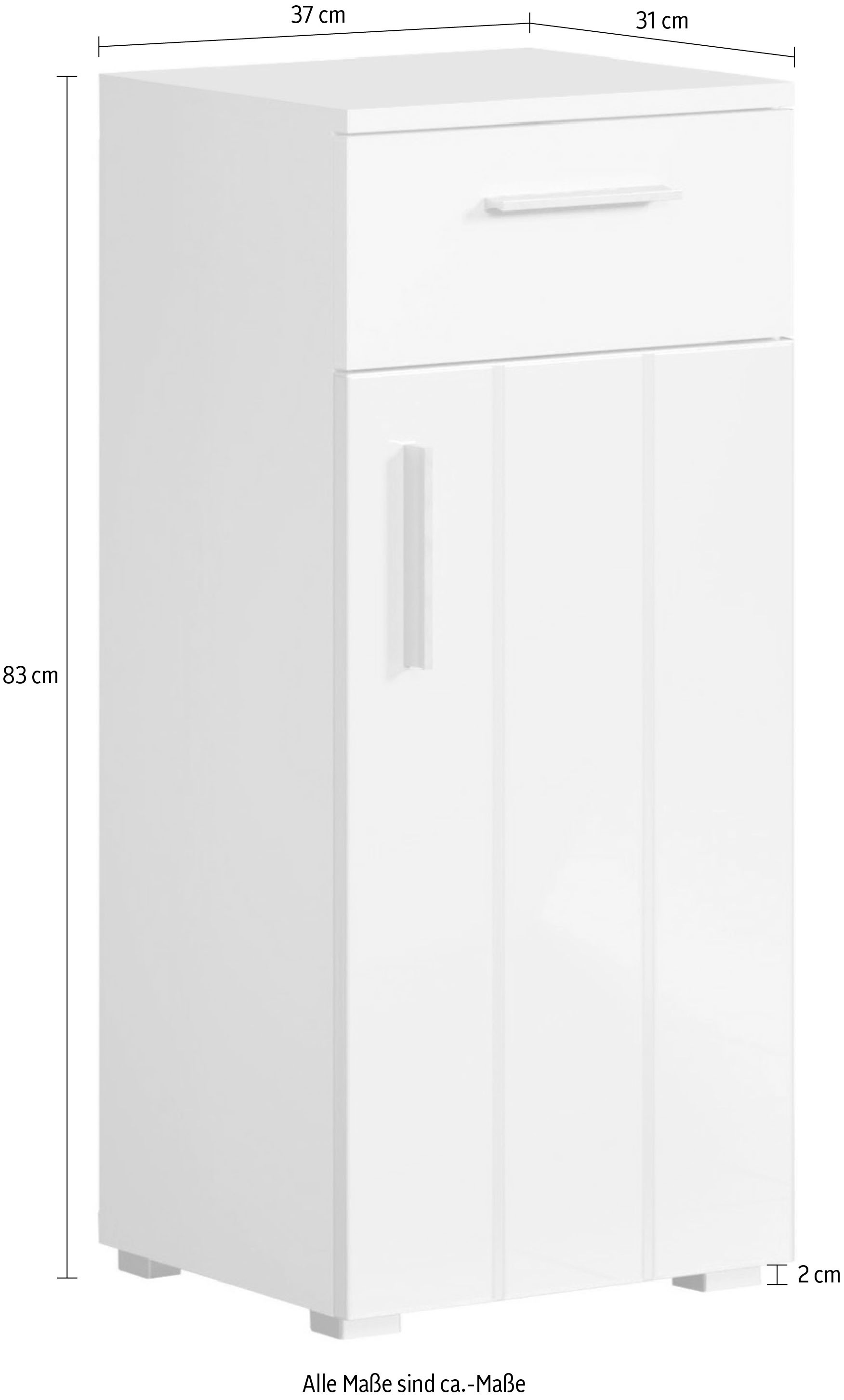welltime Unterschrank »Prag«, (1 St.), Standschrank mit wechselbarem Türanschlag - (B/T/H) 37/31/83 cm