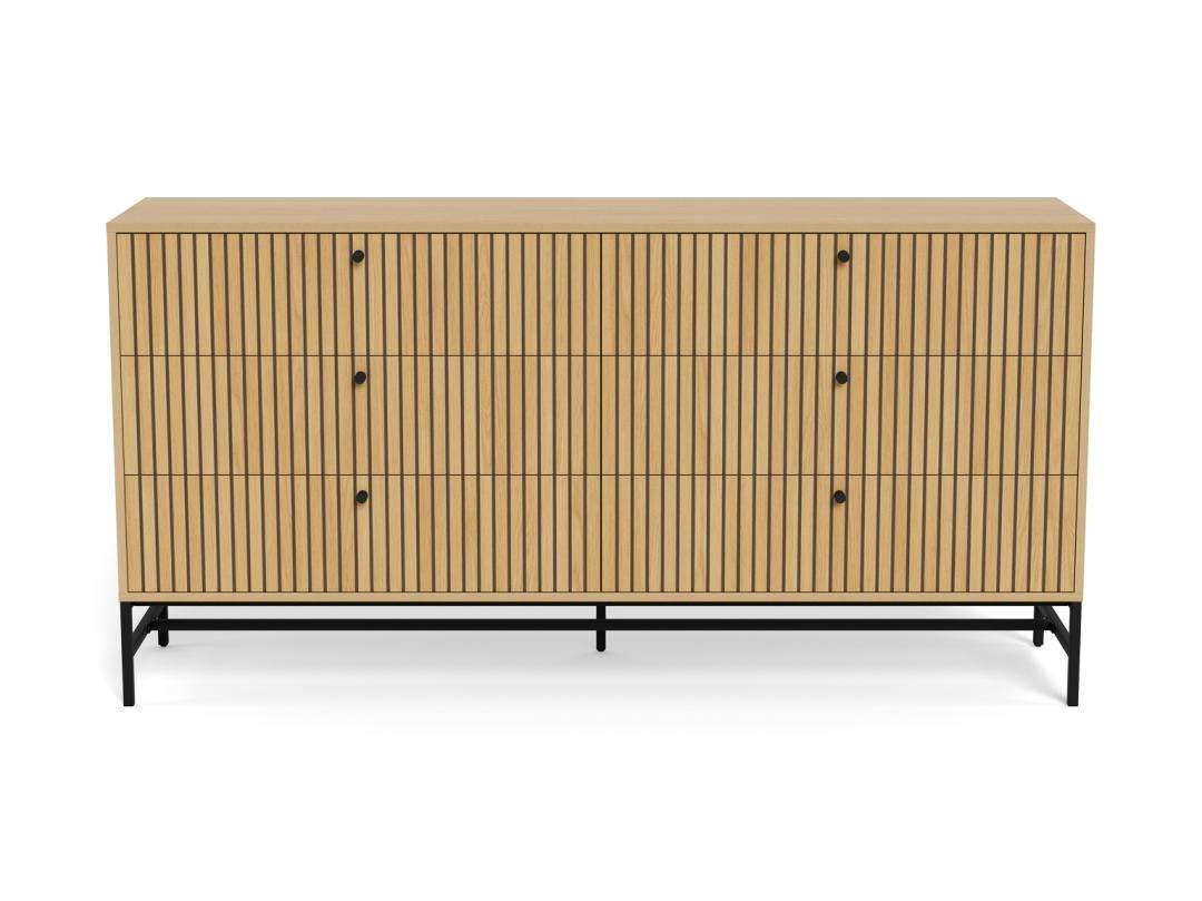 ACTONA GROUP Kommode »Albany Kommode – modernes Design & viel Stauraum mit Lamellenfront« Kommode mit 6 Schubladen, Eiche mit Lamellenfront, B: 157,9 cm