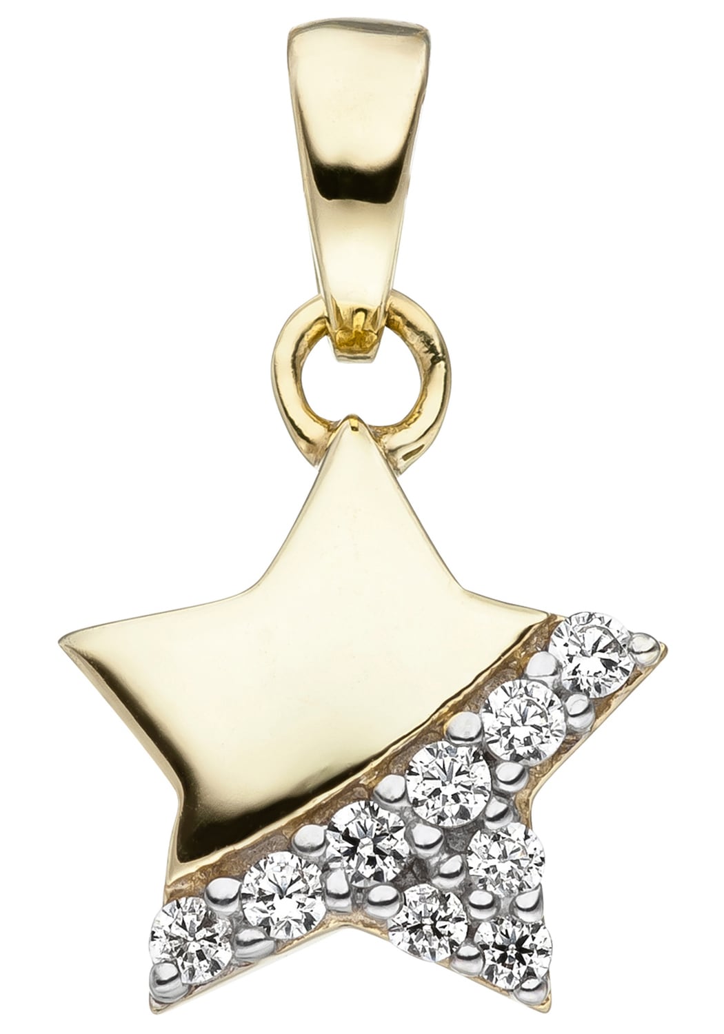 Sternanhänger JOBO "Anhänger Goldanhänger Stern 11 mm", gelbgold 375, Schmuckanhänger, Mädchen, Gelbgold 375, 375 Gold mit 9 Zirkonia