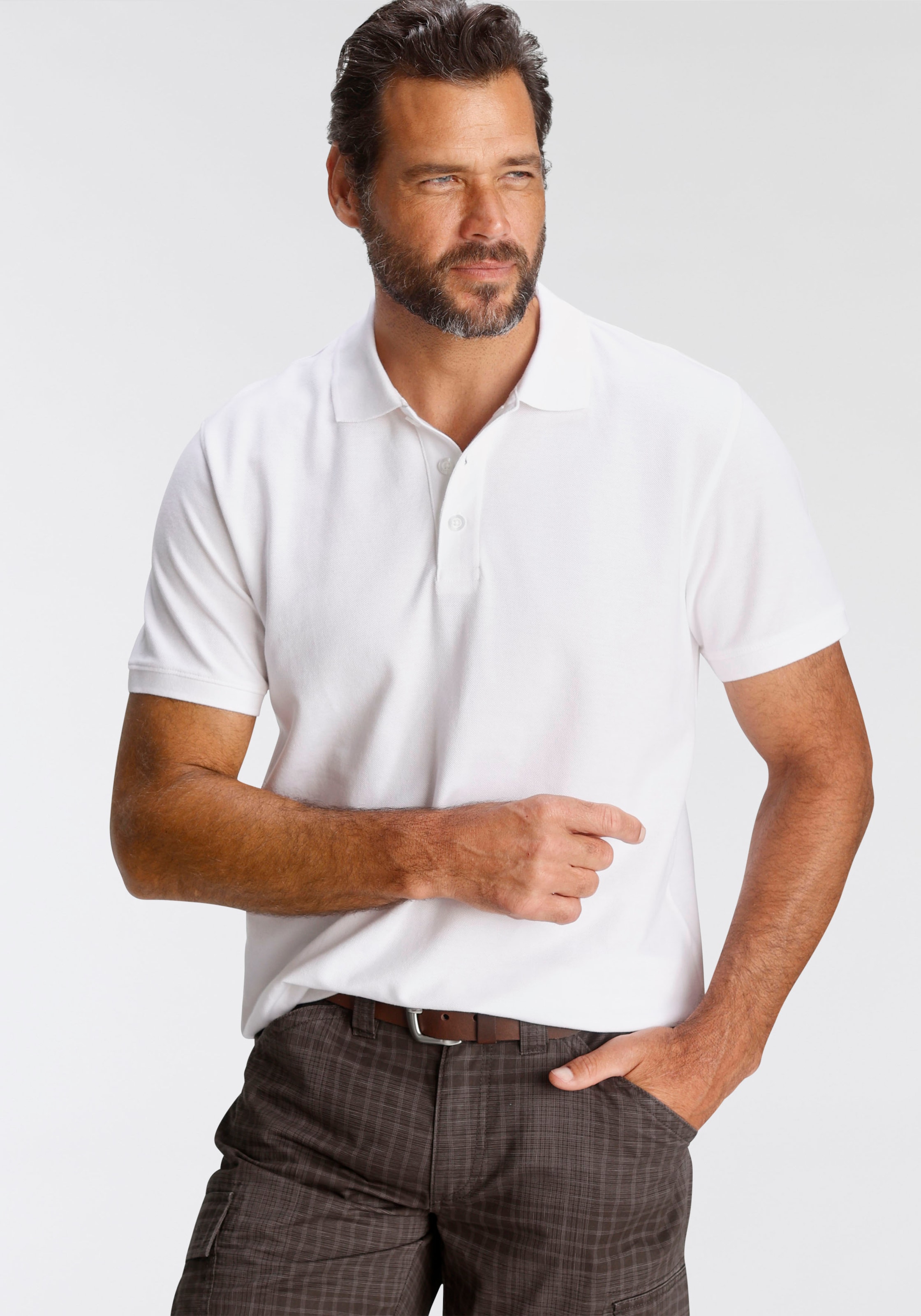 Mans World Poloshirt, Kurzarm, lockere Passform, unifarben