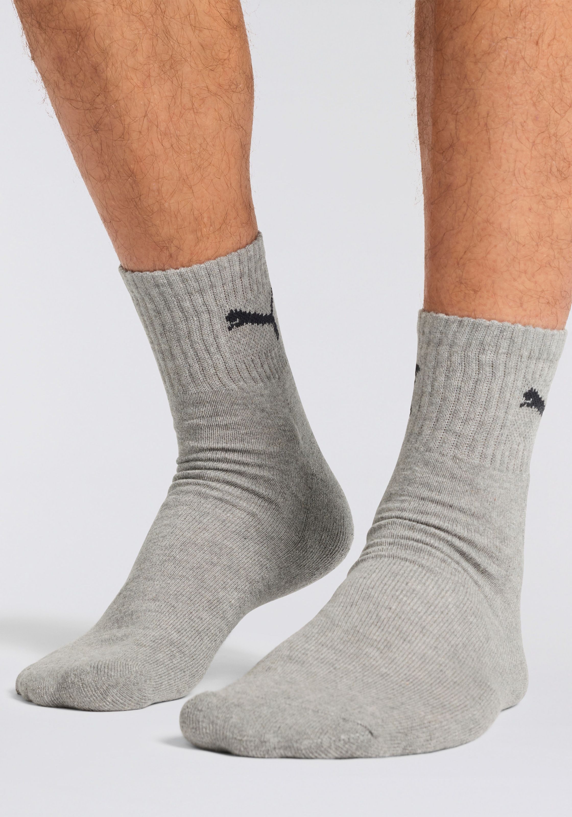 PUMA Sportsocken »short crew« 3 Stk. tlg. gepolsterte Frottee-Sohle, atmungsaktiv