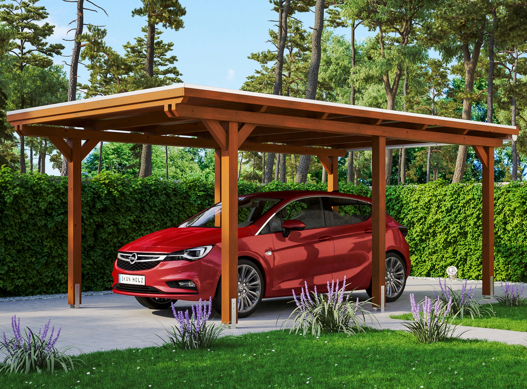 Einzelcarport SKANHOLZ, braun, Carports, "Emsland"