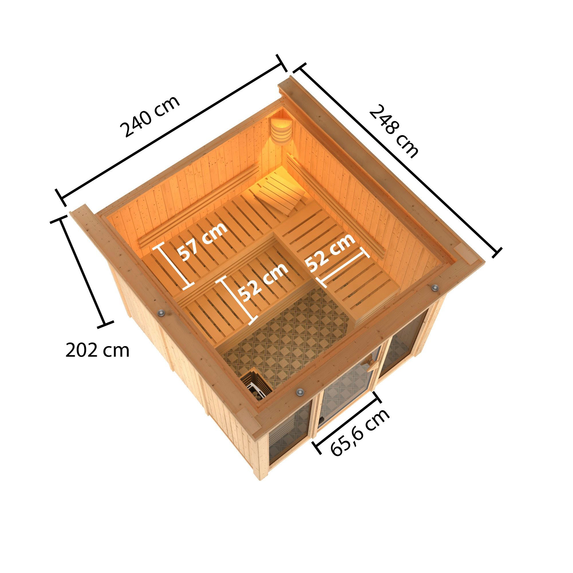 welltime Sauna »Artja«, naturbelassen, mit Ofen 9 kW ext. Steuerung