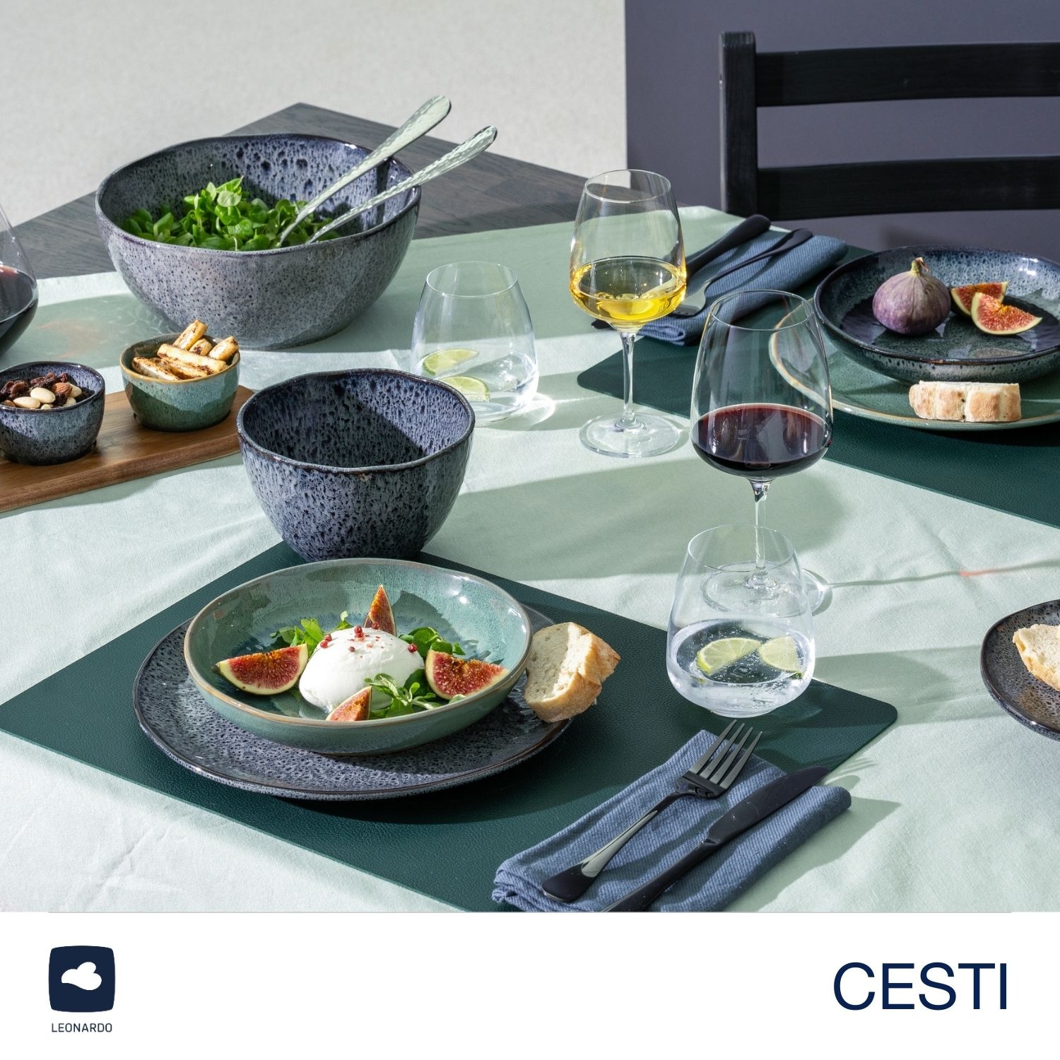 LEONARDO Gläser-Set »CESTI + Poliertuch, 9-teilig«, (Set, 9 tlg.), 4 Rotweingläser und 4 Trinkgläser mit Poliertuch