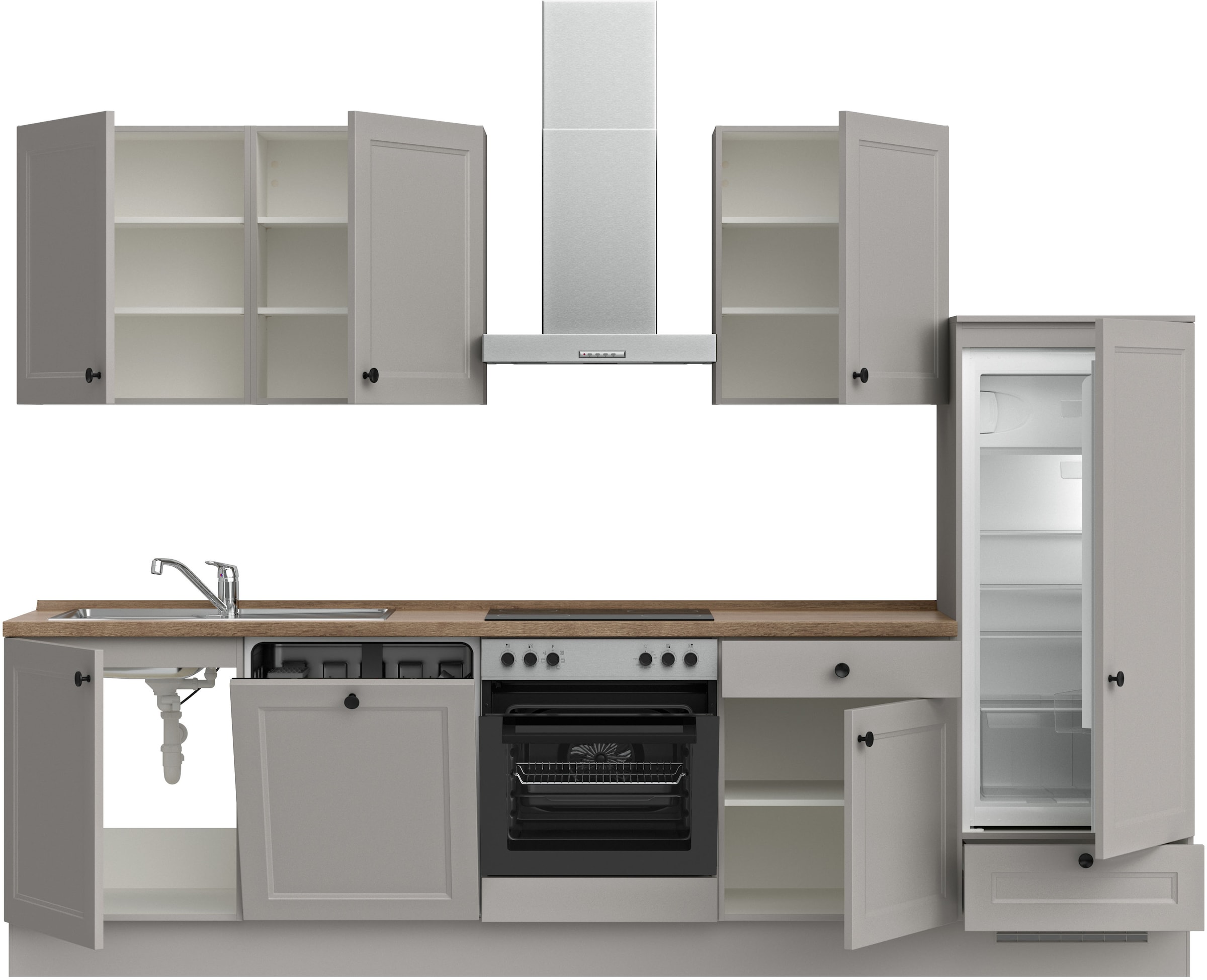 nobilia® Küchenzeile »"Cascada I"«, vormontiert, Ausrichtung wählbar, Breite 300 cm, wahlw. mit E-Geräten