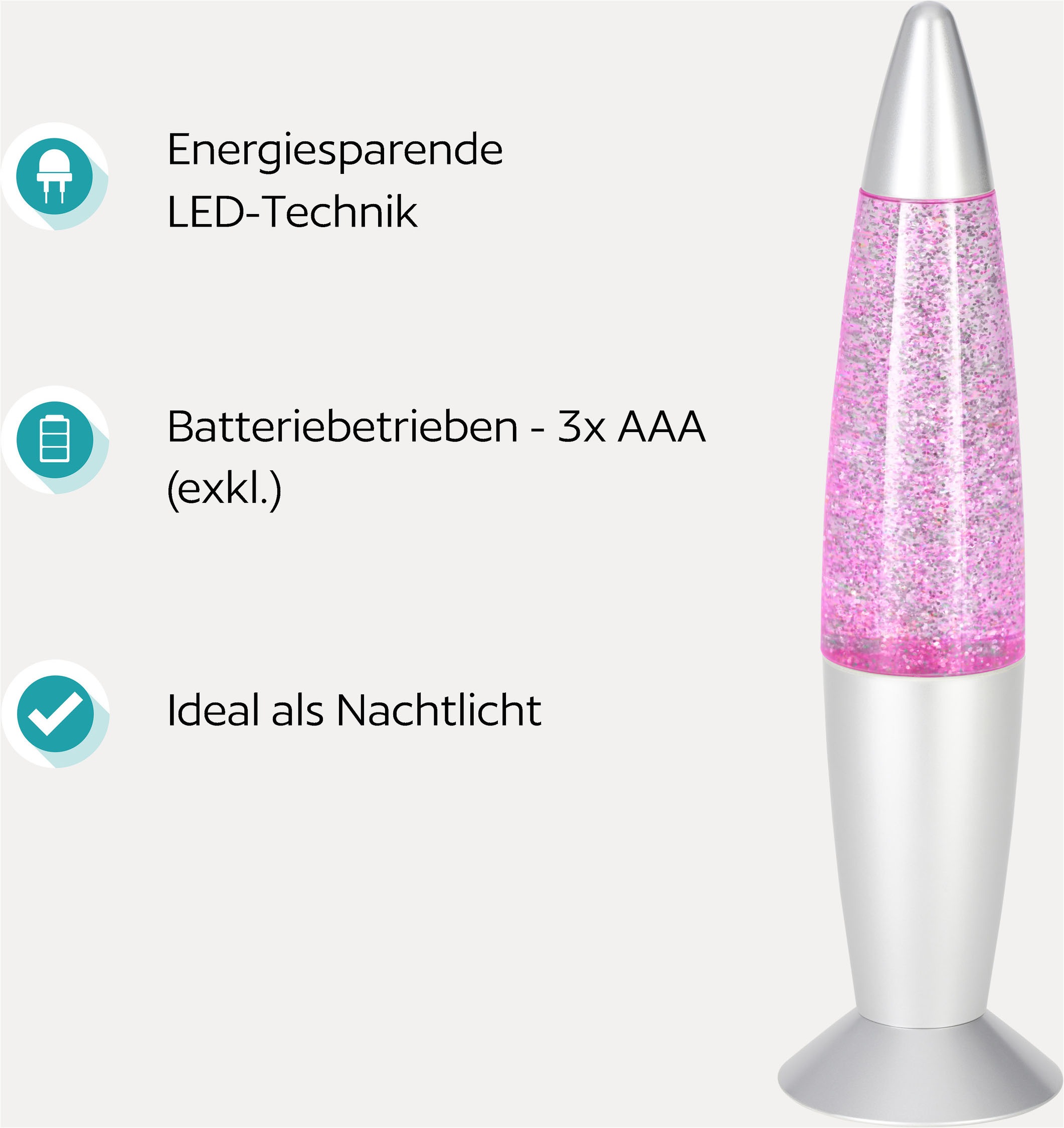 EGLO LED Tischleuchte »GLITTER« LED-Modul 1 Stk. LED Lavalampe Glitter, RGB Glitzerlampe mit Timer und Farbwechsel