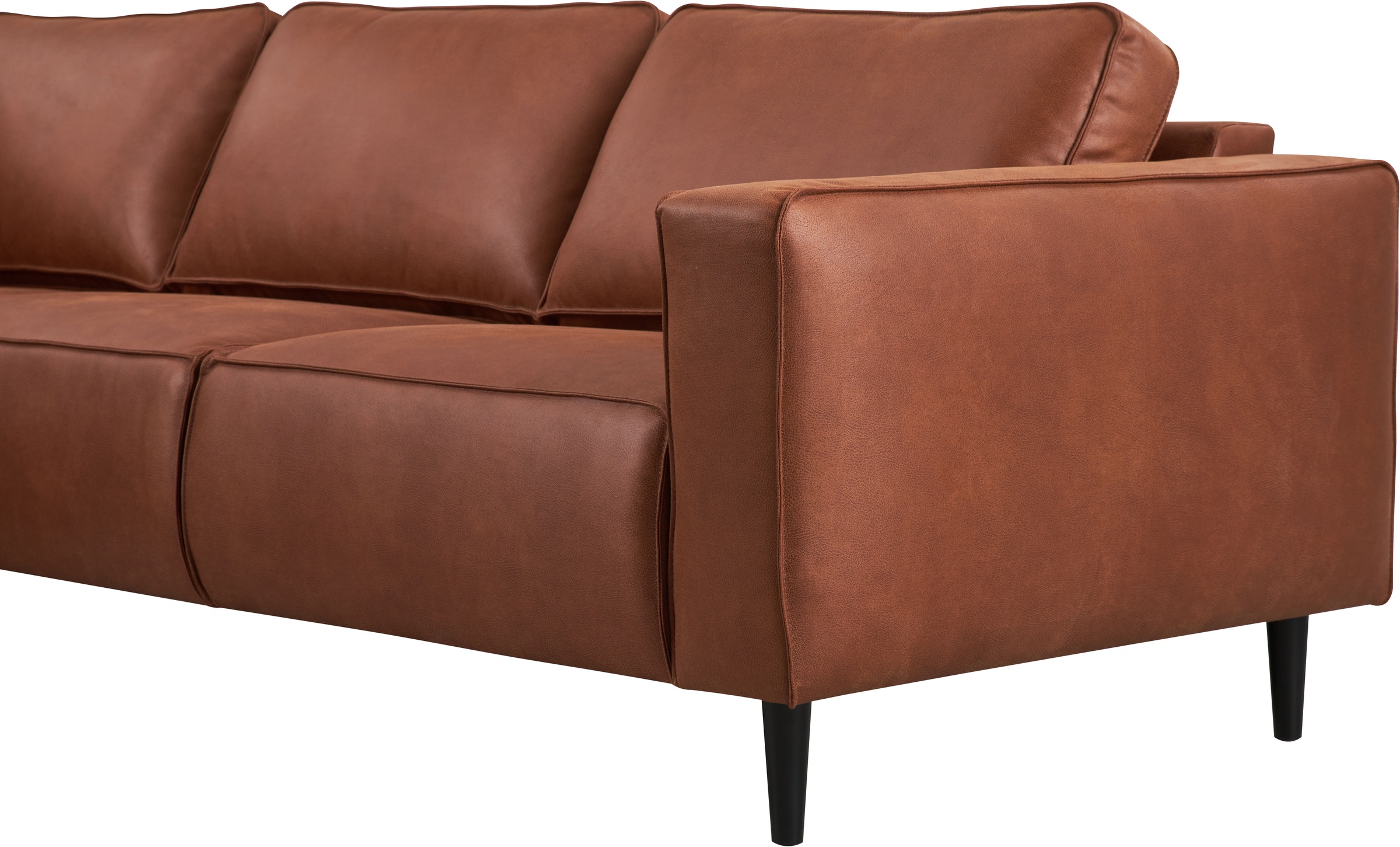 Places of Style Ecksofa »Fumone, Lederoptik oder Soft-Touch Chenille«, Breite 260, mit schwarzen Massivholzfüßen