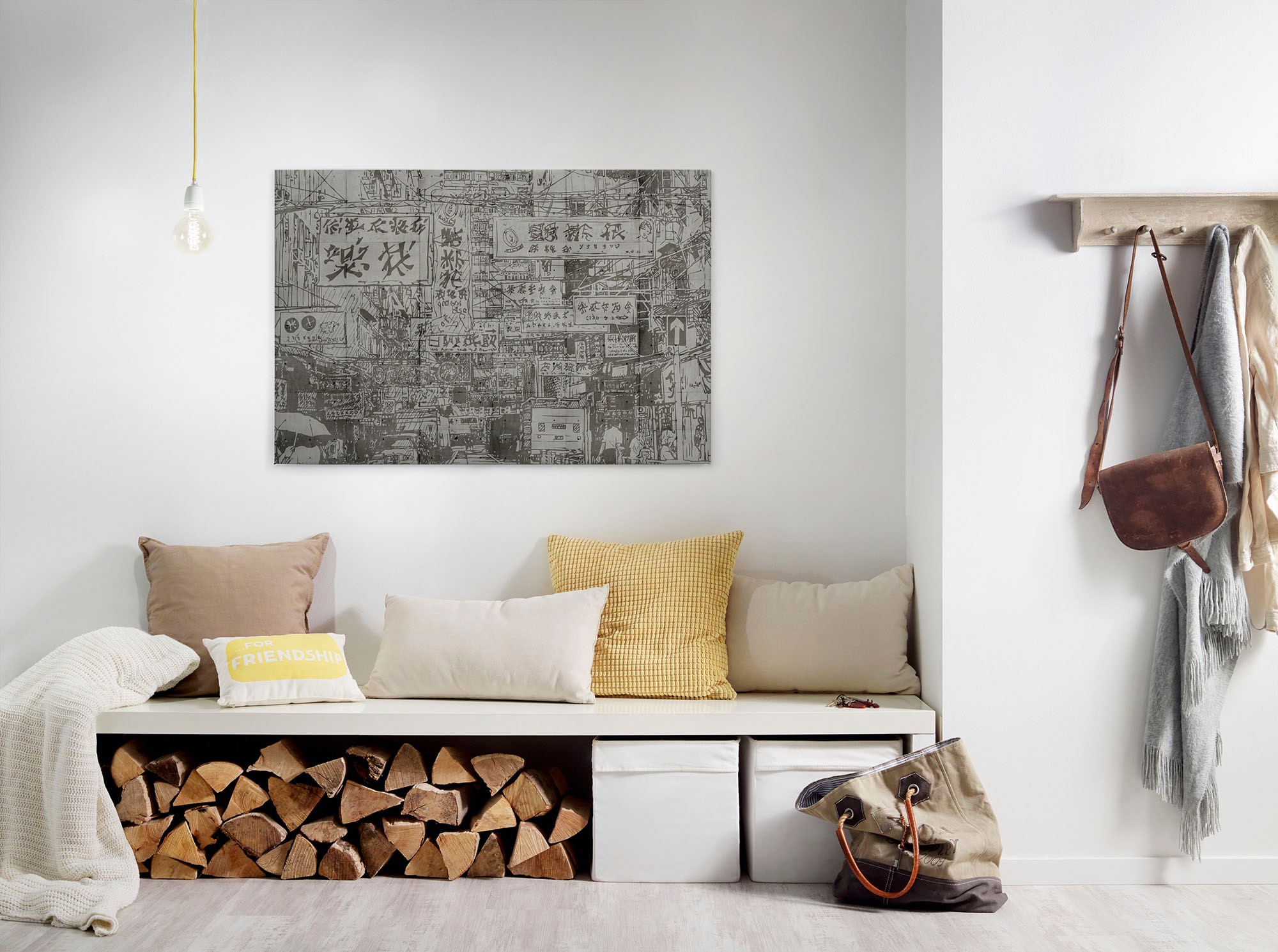 A.S. Création Leinwandbild "downtown" Kunst Modern 1 Stk. tlg. Keilrahmen Bild Großstadt Gebäude Leinwand-Bild Wohnzimmer modern Wand
