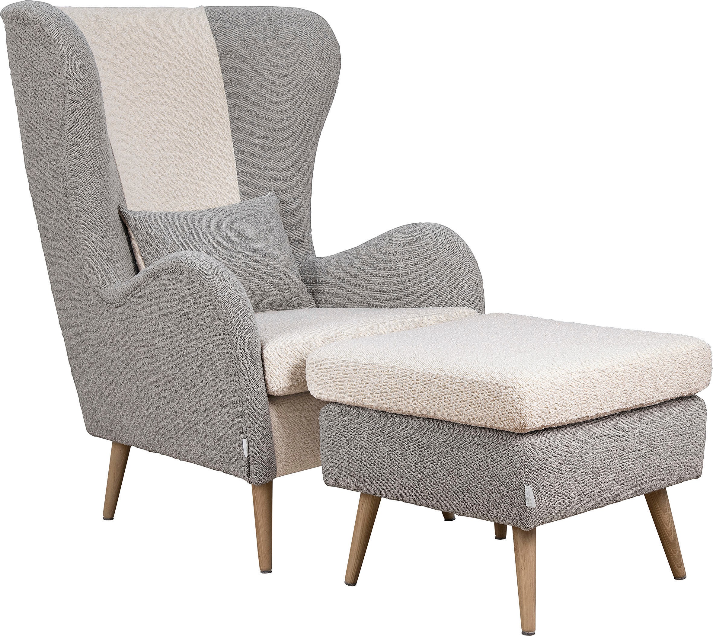 OTTO home Sessel "Salla Bezug Bouclé oder Struktur fein, Ohrensessel" wahlweise mit oder ohne Hocker; großer Sessel: Maße B/T/H: 78/94/118cm