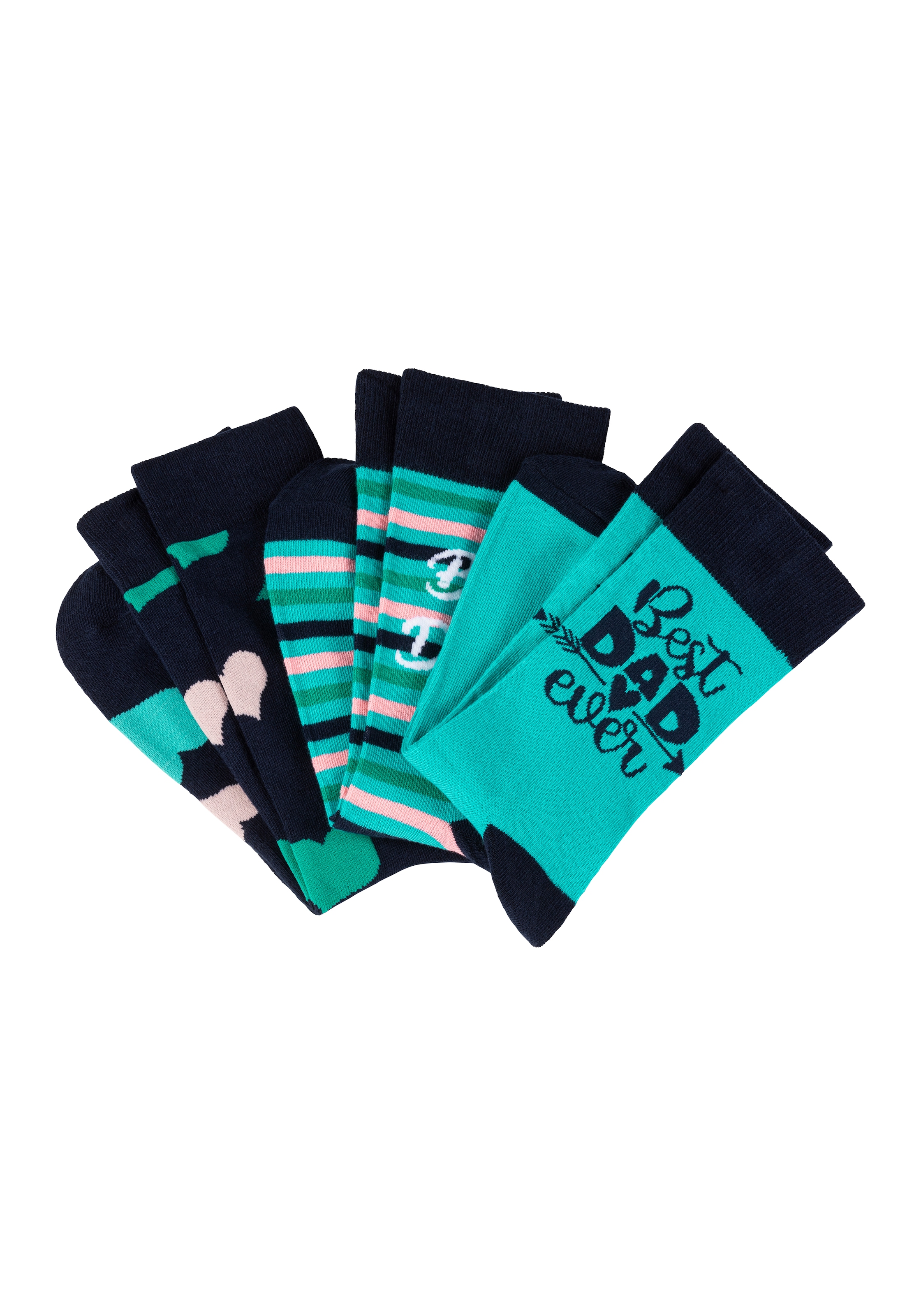Apollo Socken »Geschenkbox Super-Dad oder Best Dad«, (3er Pack), verschiedenfarbige Designs, perfekt zum Vatertag oder Geburtstag