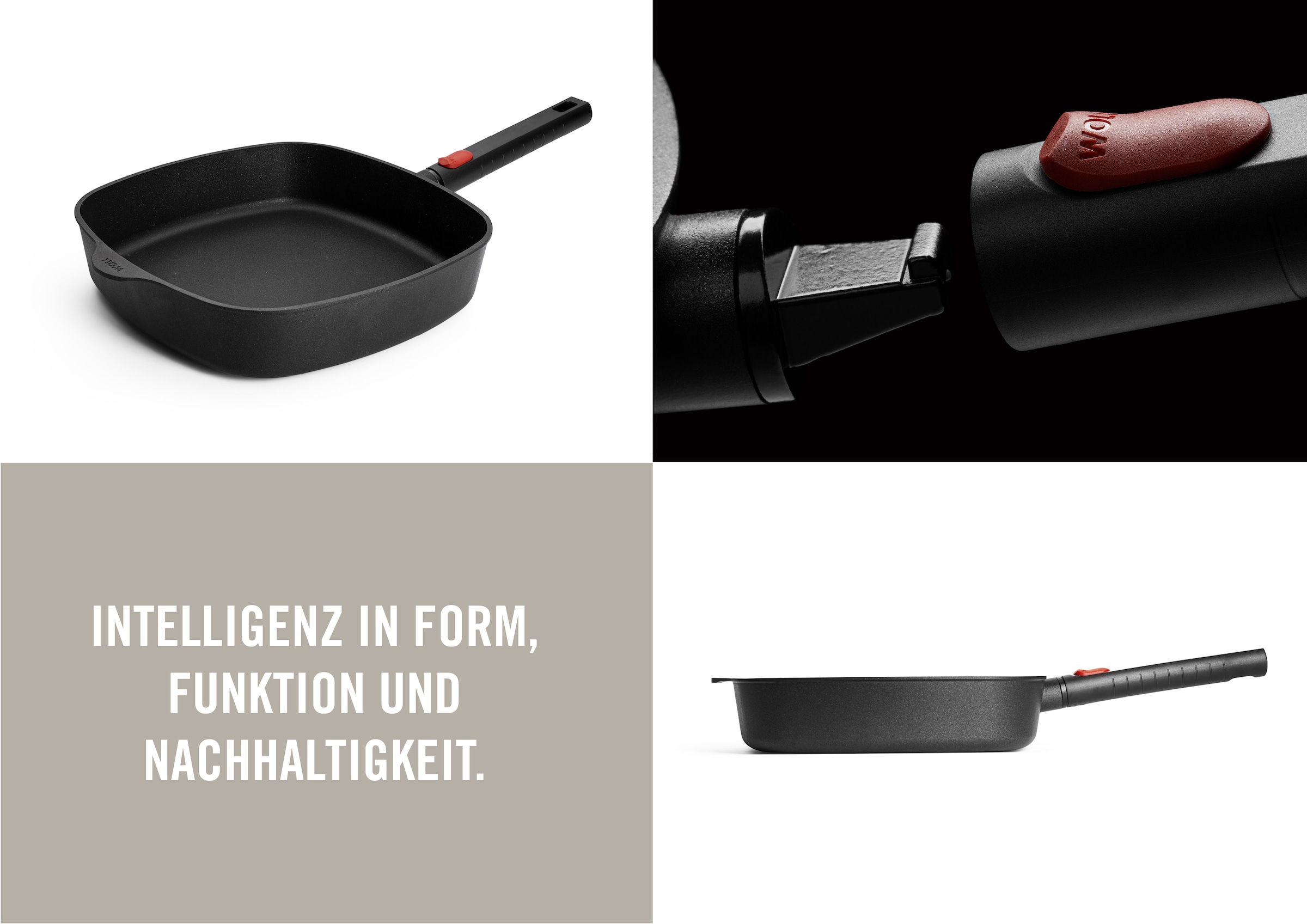 WOLL MADE IN GERMANY Bratpfanne »Eco Logic QXR Guss-Pfanne mit Deckel, viereckig«, Aluminiumguss, (2 tlg.), PFAS-freie Diamond-QXR - Beschichtung