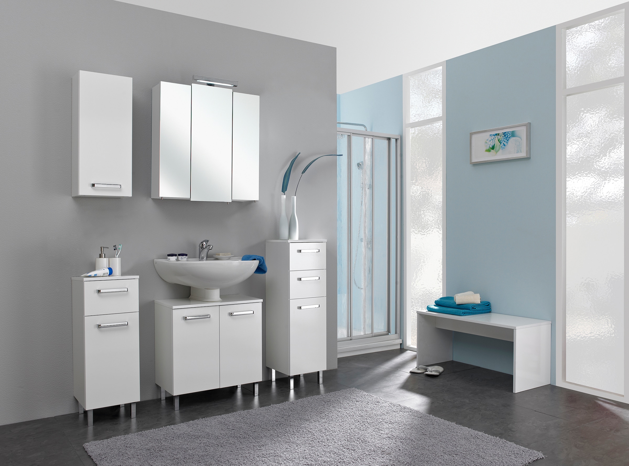 Saphir Badmöbel-Set "Quickset 312 5-teilig, Waschbeckenunterschrank und LED günstig online kaufen