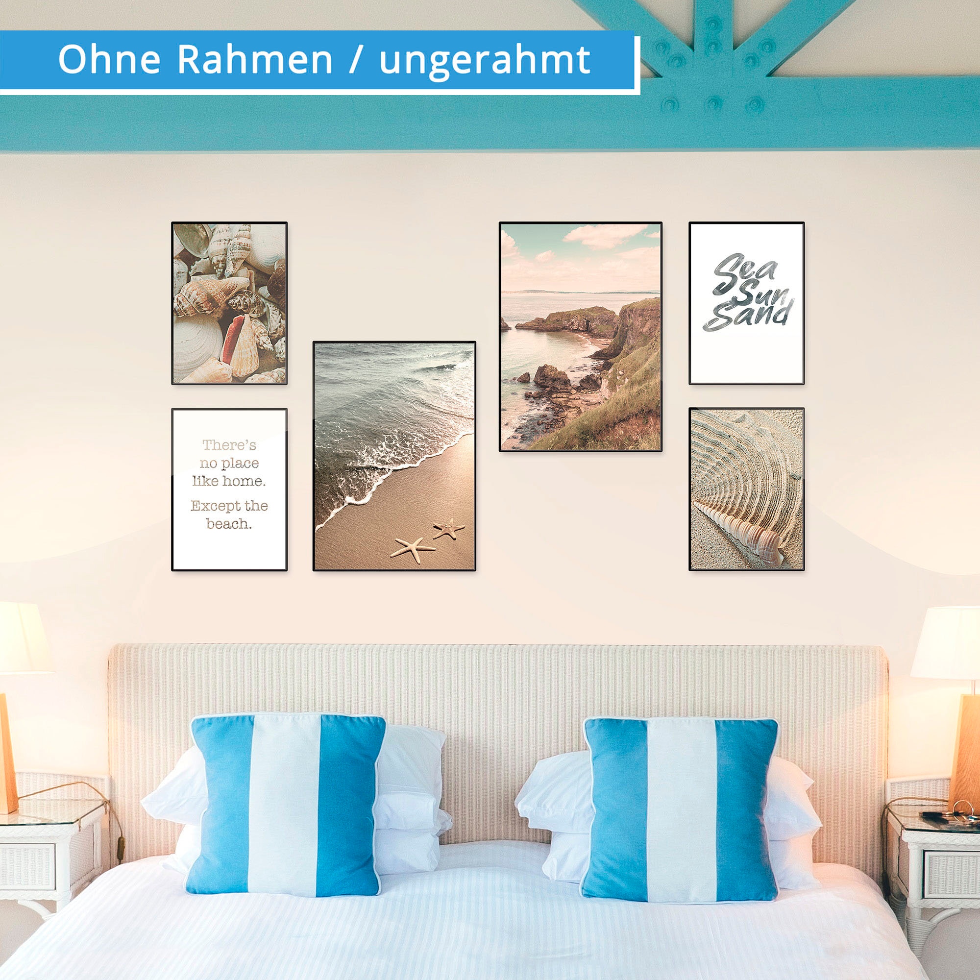 Artland Poster »Urlaubsgefühle«, Strand, (6 St.), Poster, Wandbild, Bild, Wandposter