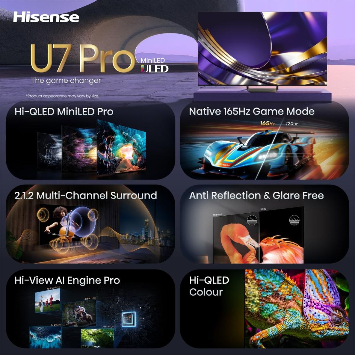 Hisense Mini-LED-Fernseher »55U7DS PRO« 139 cm/55 ″ Smart-TV