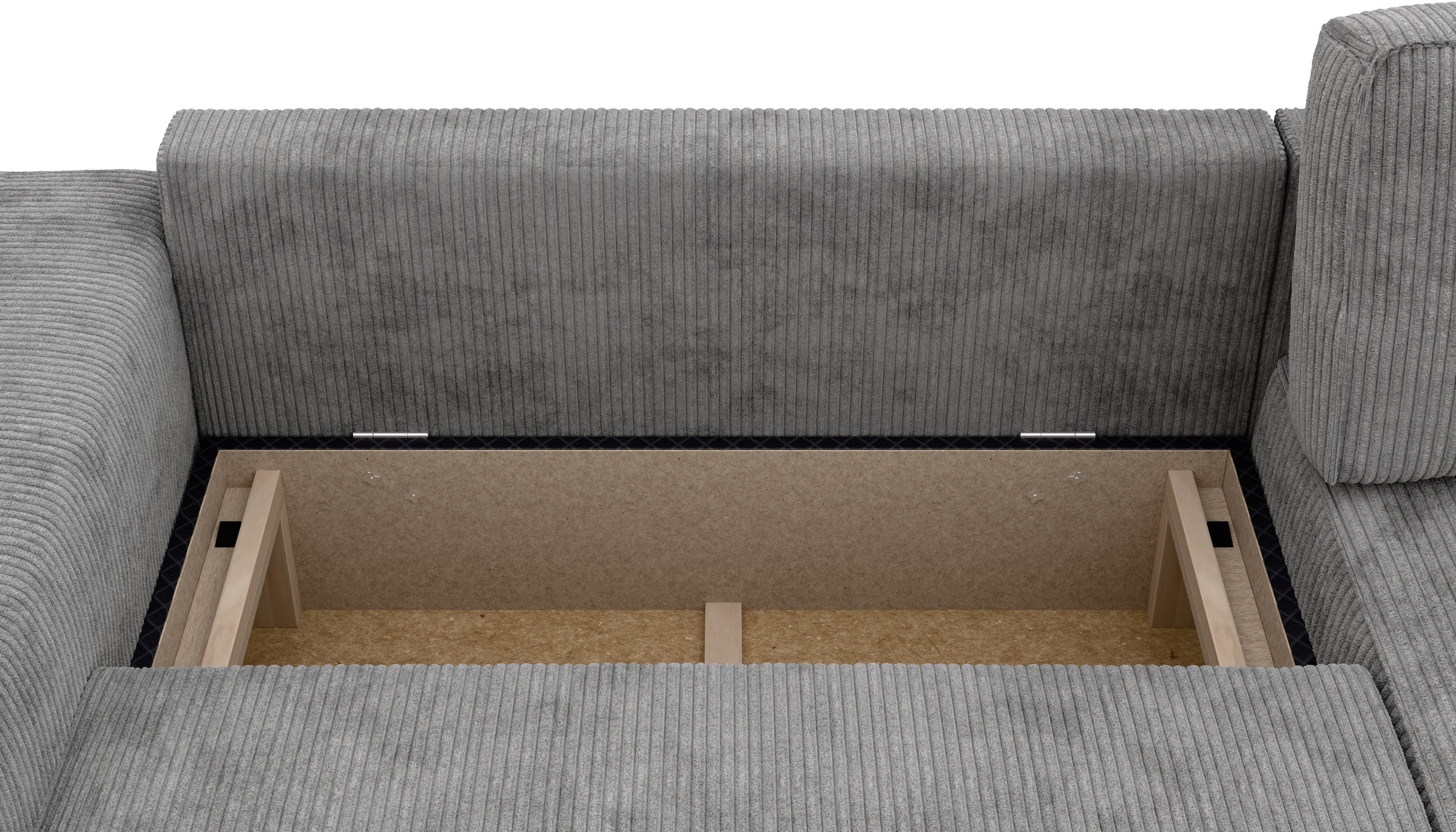 INOSIGN Ecksofa »Chance, Recamiere beidseitig montierbar, Schlaffunktion, Breite 265 cm«, in Cordstoff HYPER, mit Schlaffunktion und Bettkasten