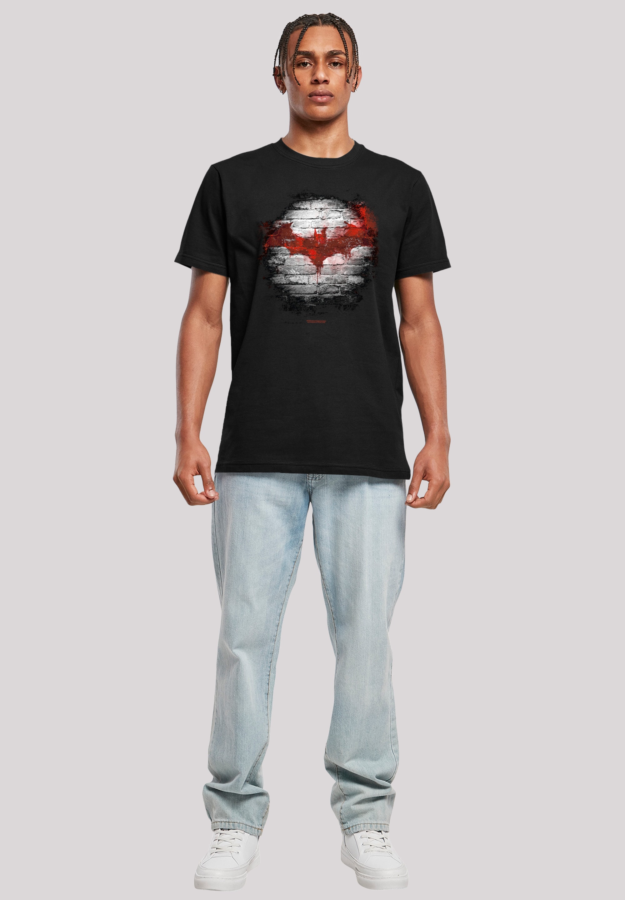 F4NT4STIC Kurzarmshirt »F4NT4STIC Herren Batman Logo Wall with T-Shirt Round Neck«, (1 tlg.)