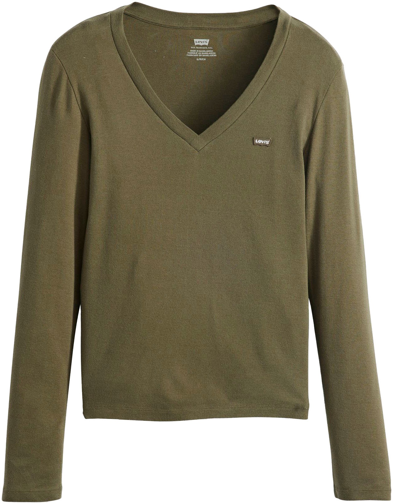 Levi's® Langarmshirt »ESSENTIAL HM LS VNECK«, mit Logo Stickerei