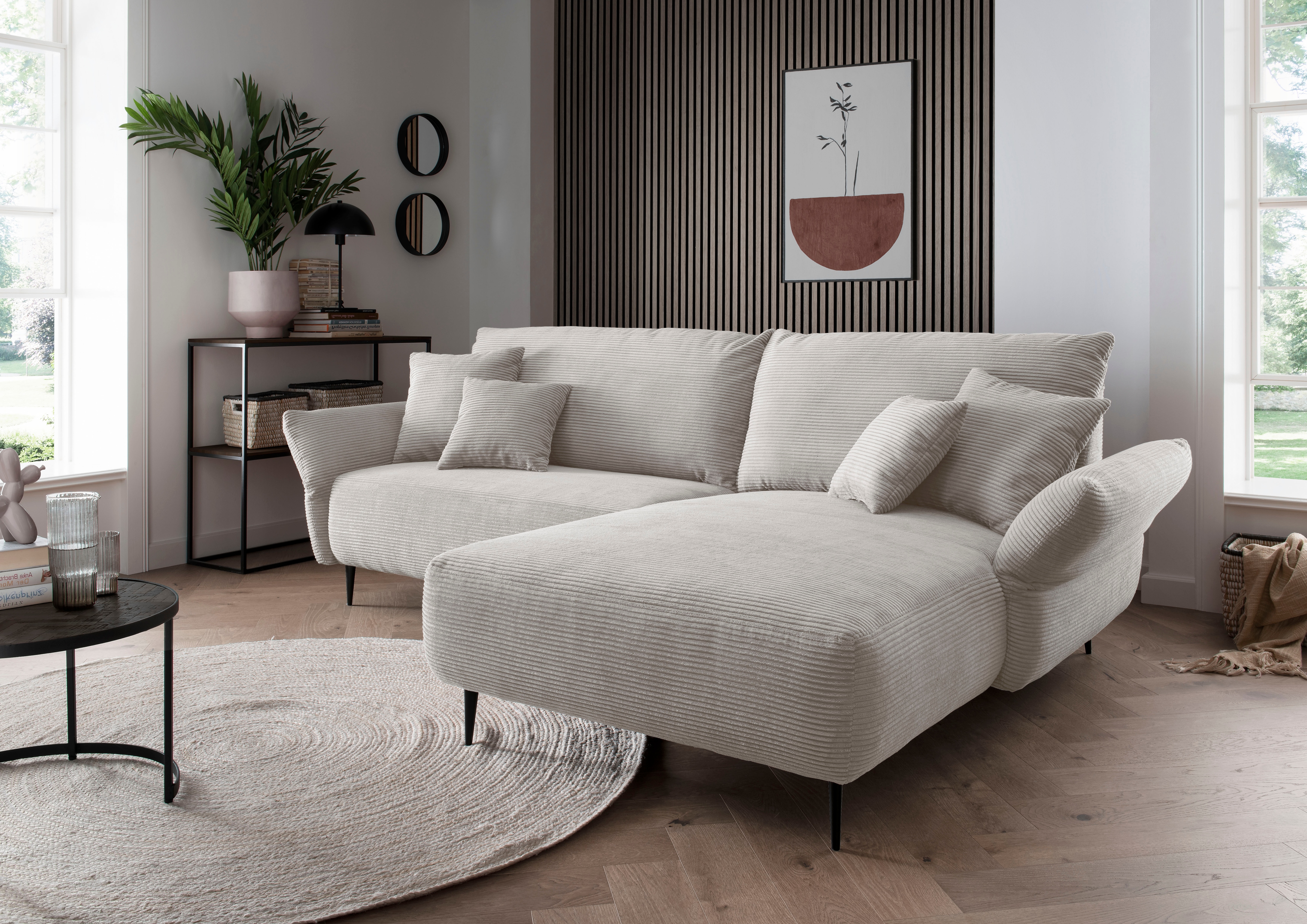 Home affaire Ecksofa "Amarena modern & bequem, verstellbare Armlehnen, L-Form" inklusive Armlehnenverstellfunktion, inkl. 4x Zierkissen