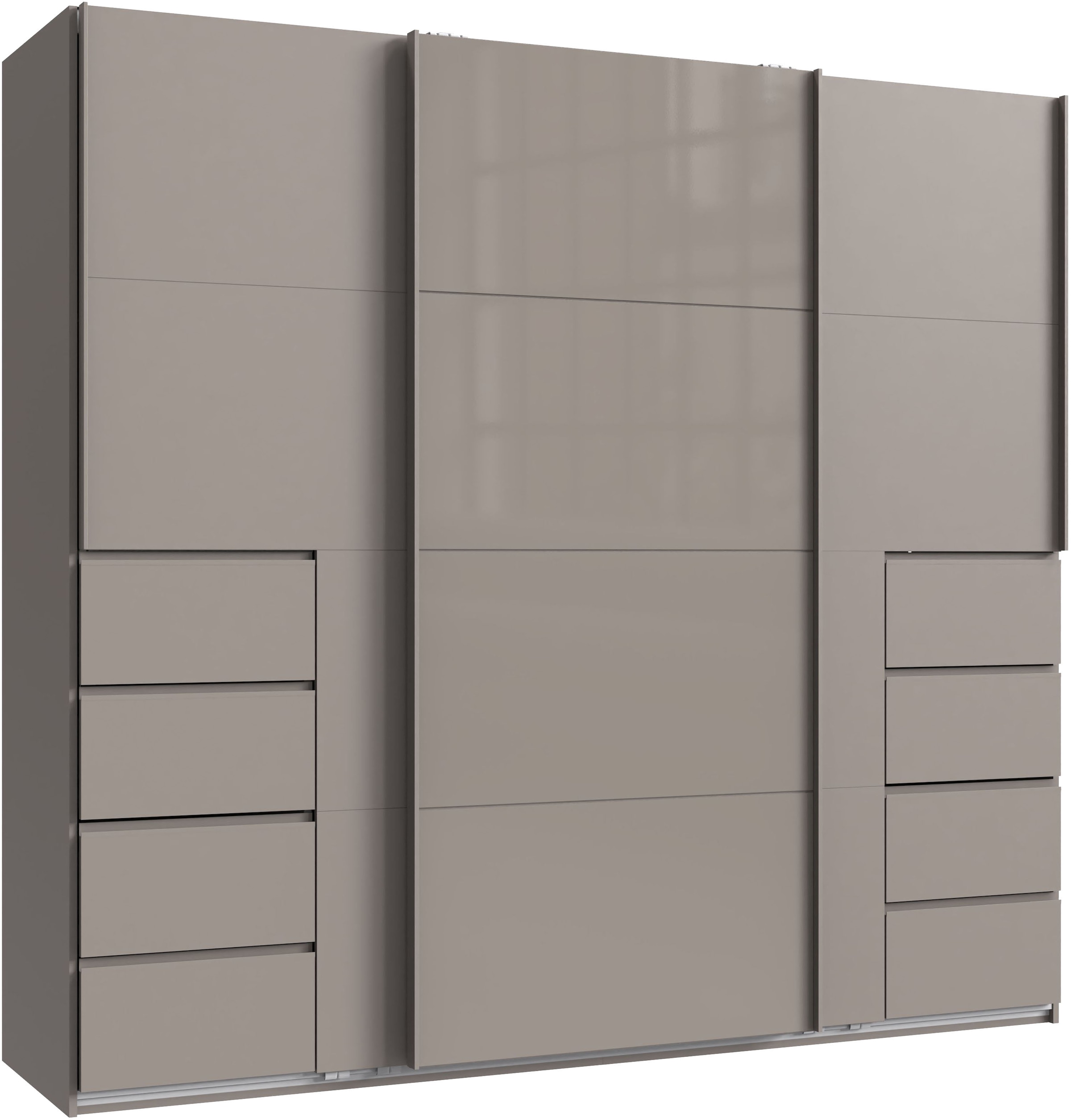Wimex Schwebetürenschrank "Bali in den Breiten 225cm & 270cm, Kleiderschrank mit Glaselement" Schrank mit 3 Türen, in den Farben: grafit oder saharagrau erhältlich