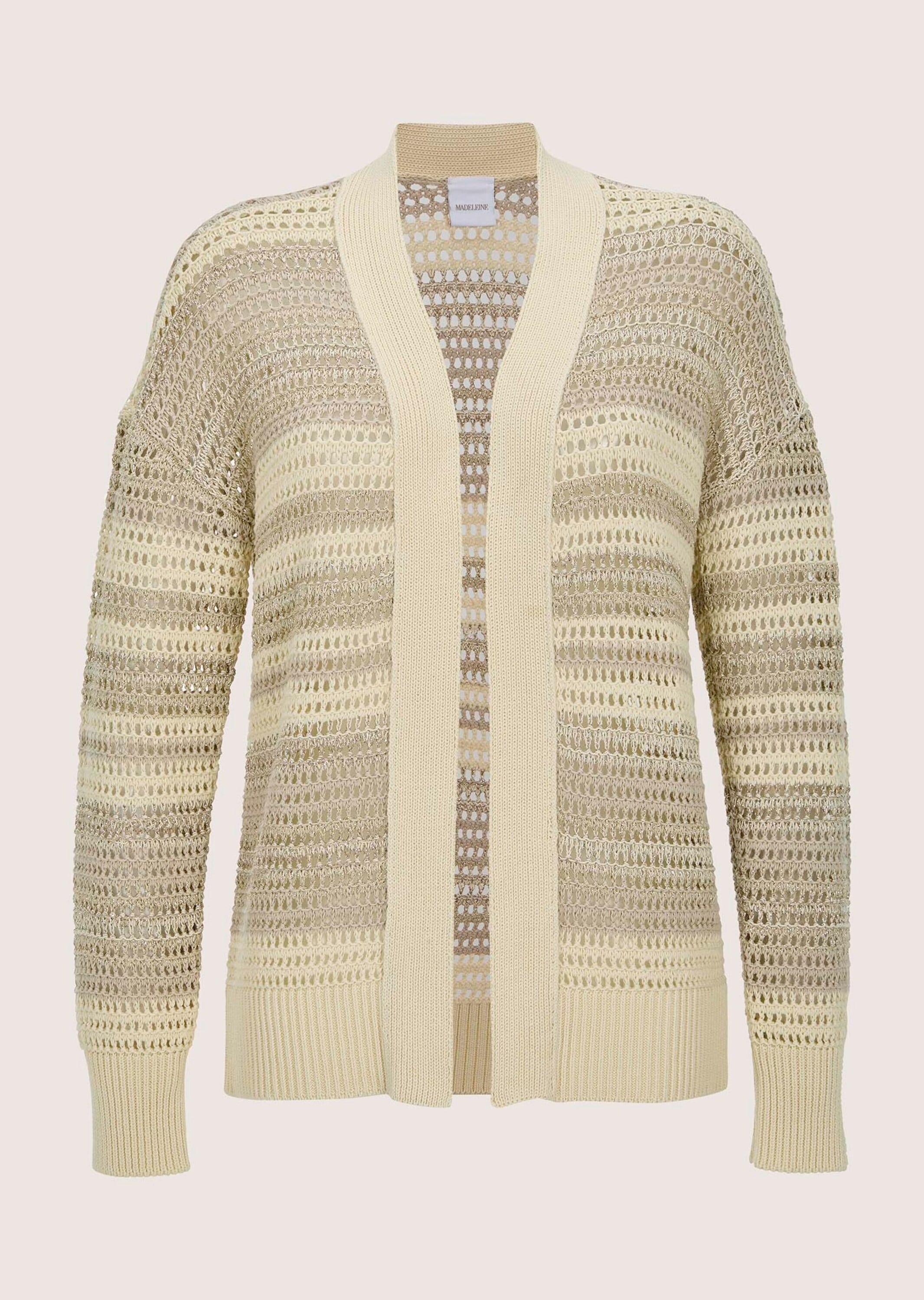 MADELEINE Strickjacke "Strickjacke Eleganter Ajour-Cardigan mit Glanzgarn" günstig online kaufen
