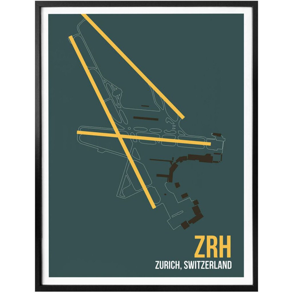 Wall-Art Poster »Wandbild ZRH Grundriss Zürich«, Grundriss, (1 St.)