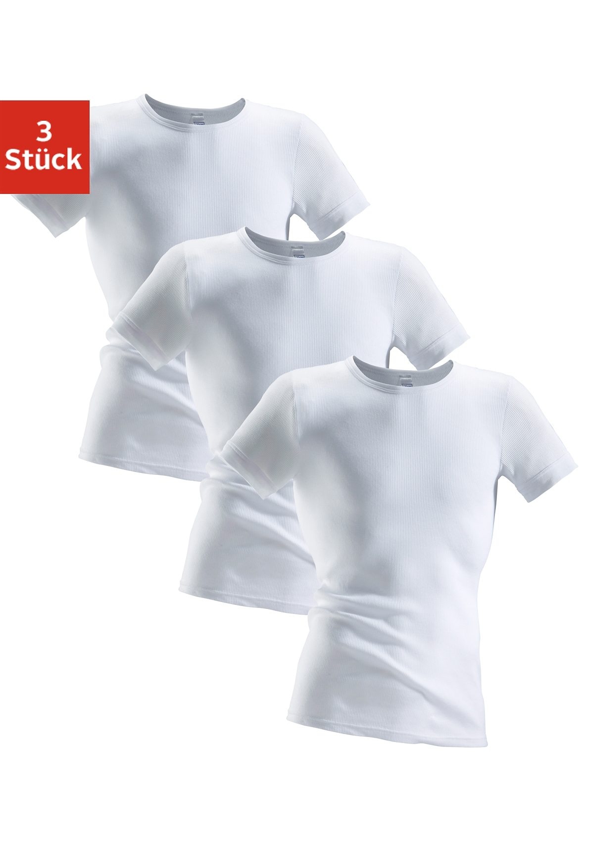 Unterhemd, (3 St.), aus Doppelripp, T-Shirt, Unterziehshirt, Kurzarm T-Shirt